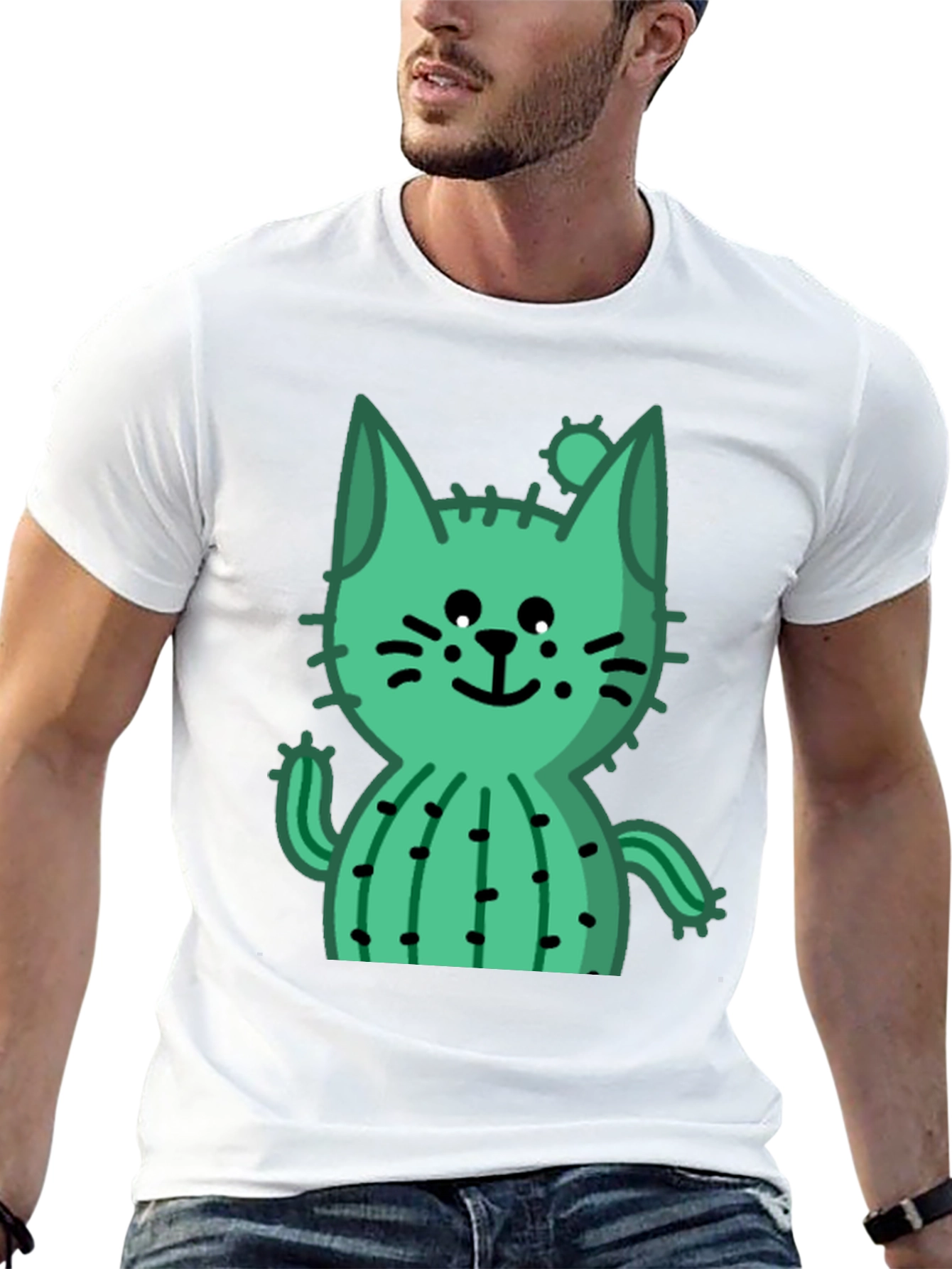 Cactus Cat Black T-Shirt - Trendy and Unique