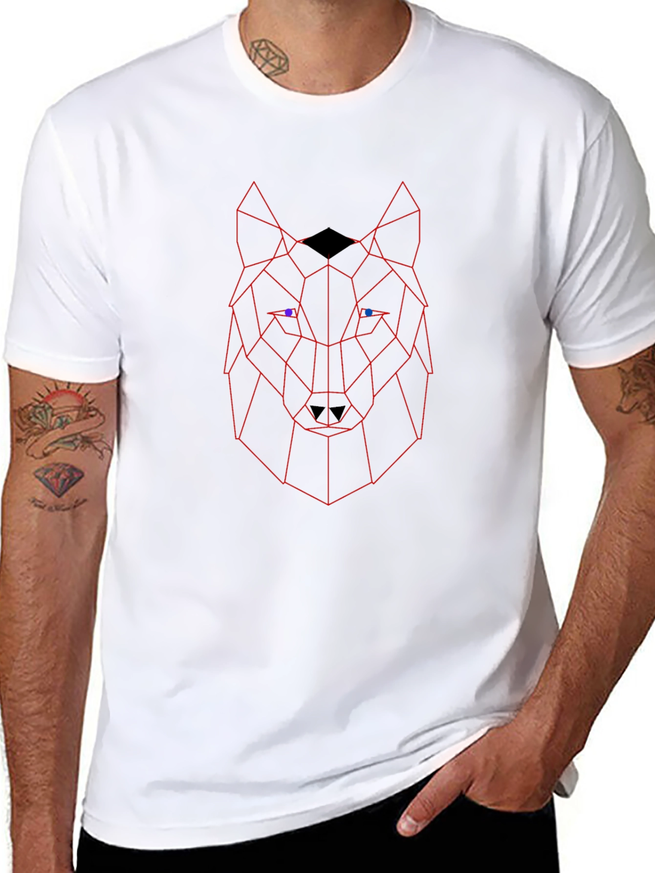 Geometric Wolf Graphic Tee - Modern Style