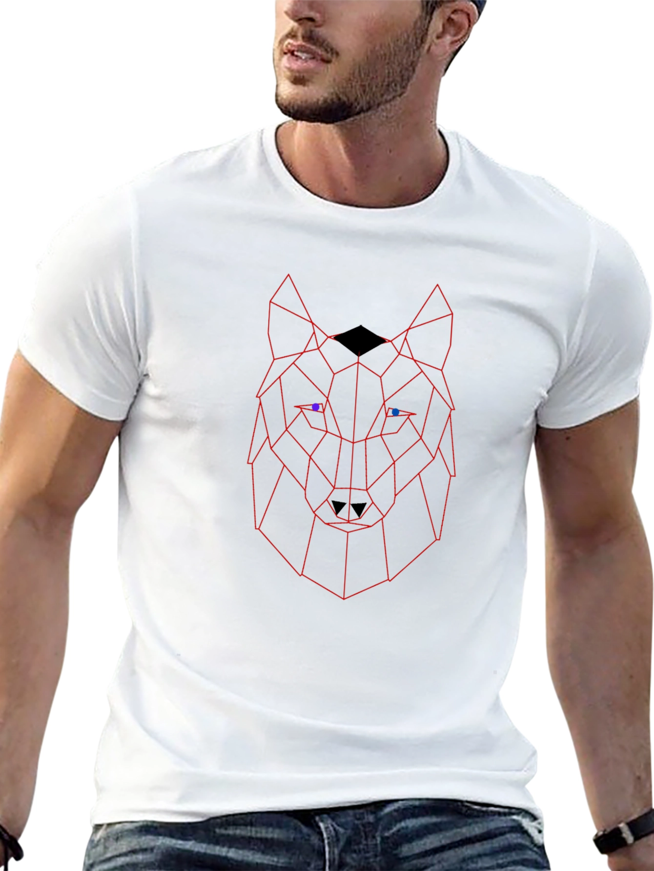 Geometric Wolf Graphic Tee - Modern Style