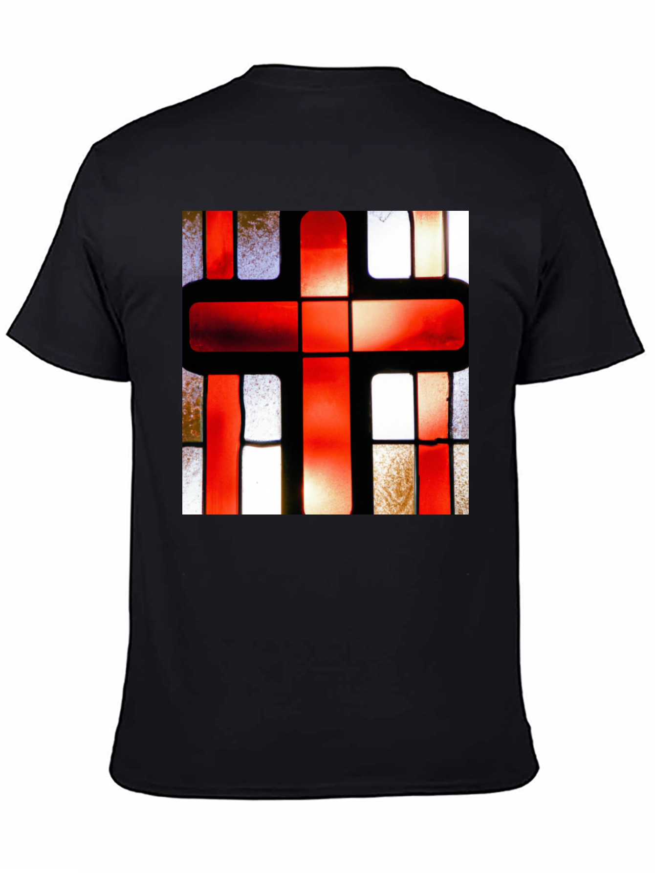 Red Cross Stained Glass Graphic T-Shirt