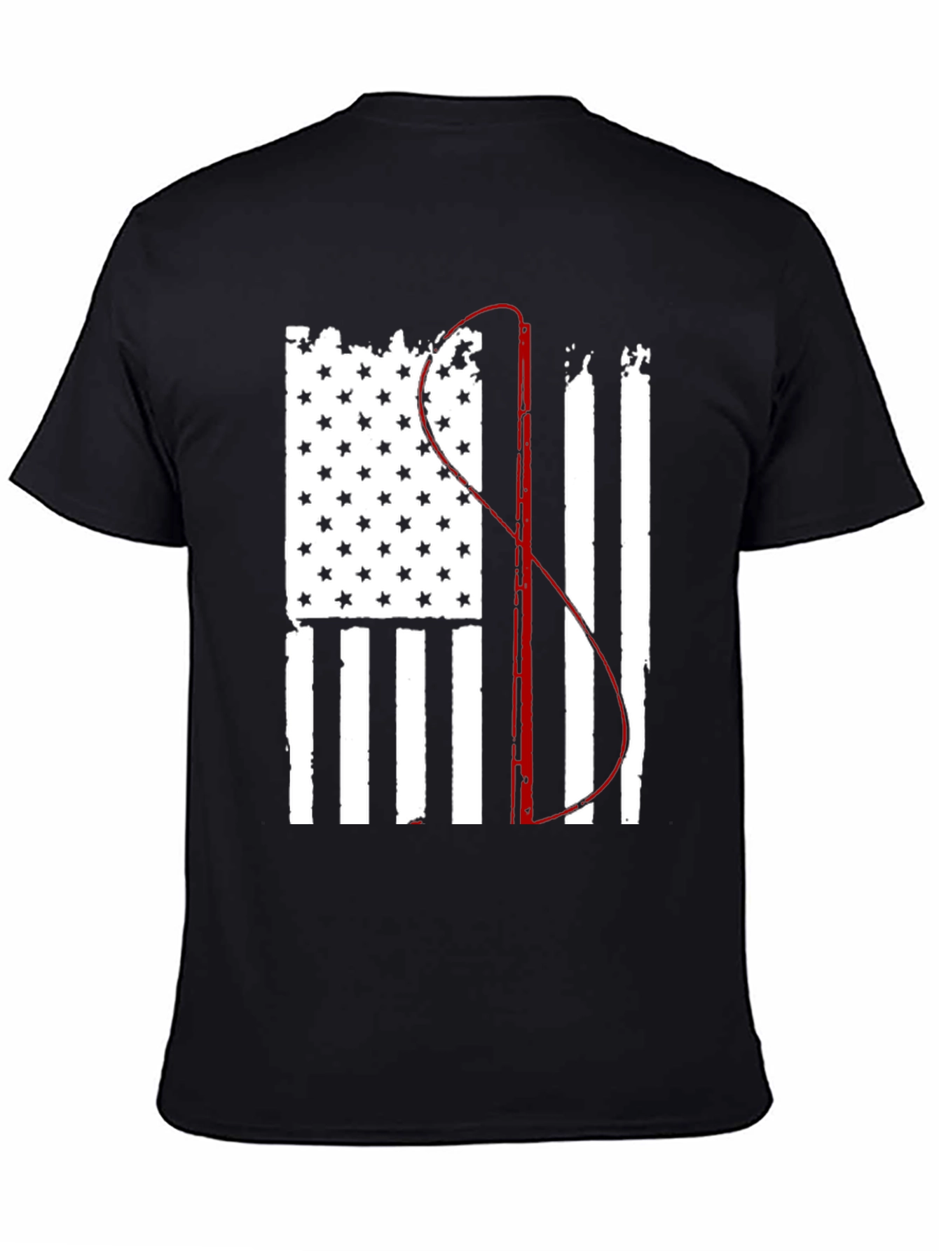 Fishing Flag Graphic Tee - Patriotic Angler