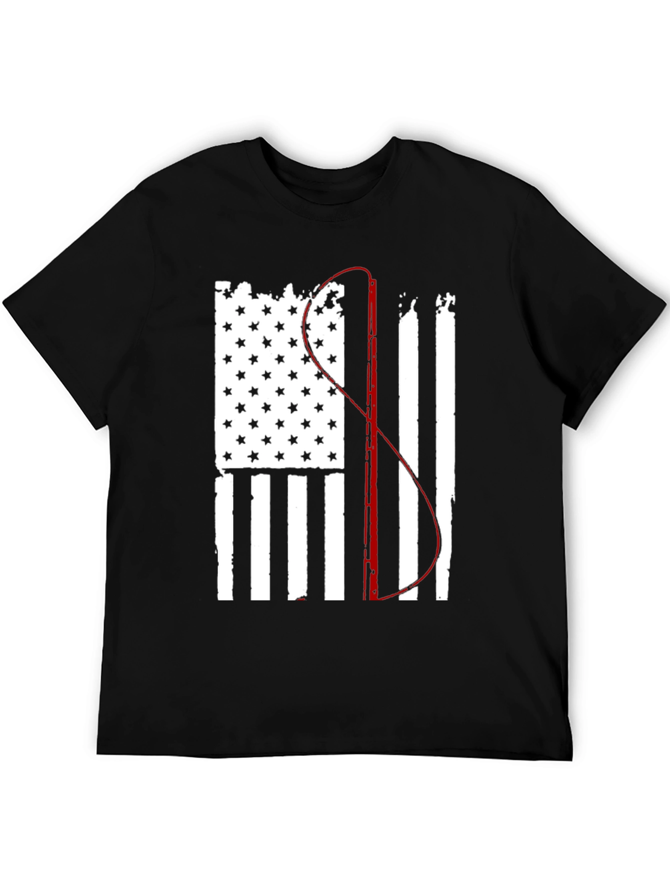 Fishing Flag Graphic Tee - Patriotic Angler