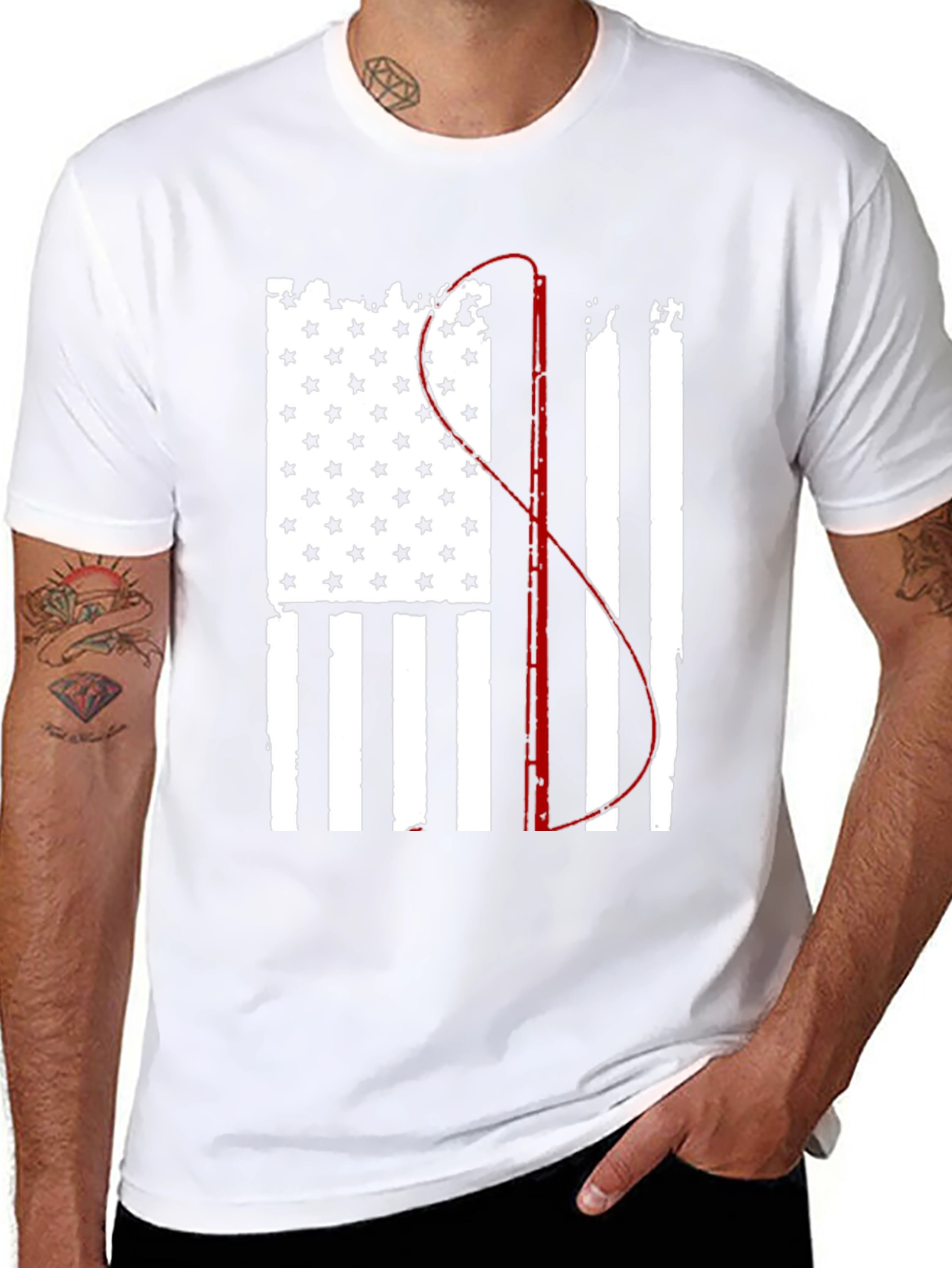 Fishing Flag Graphic Tee - Patriotic Angler