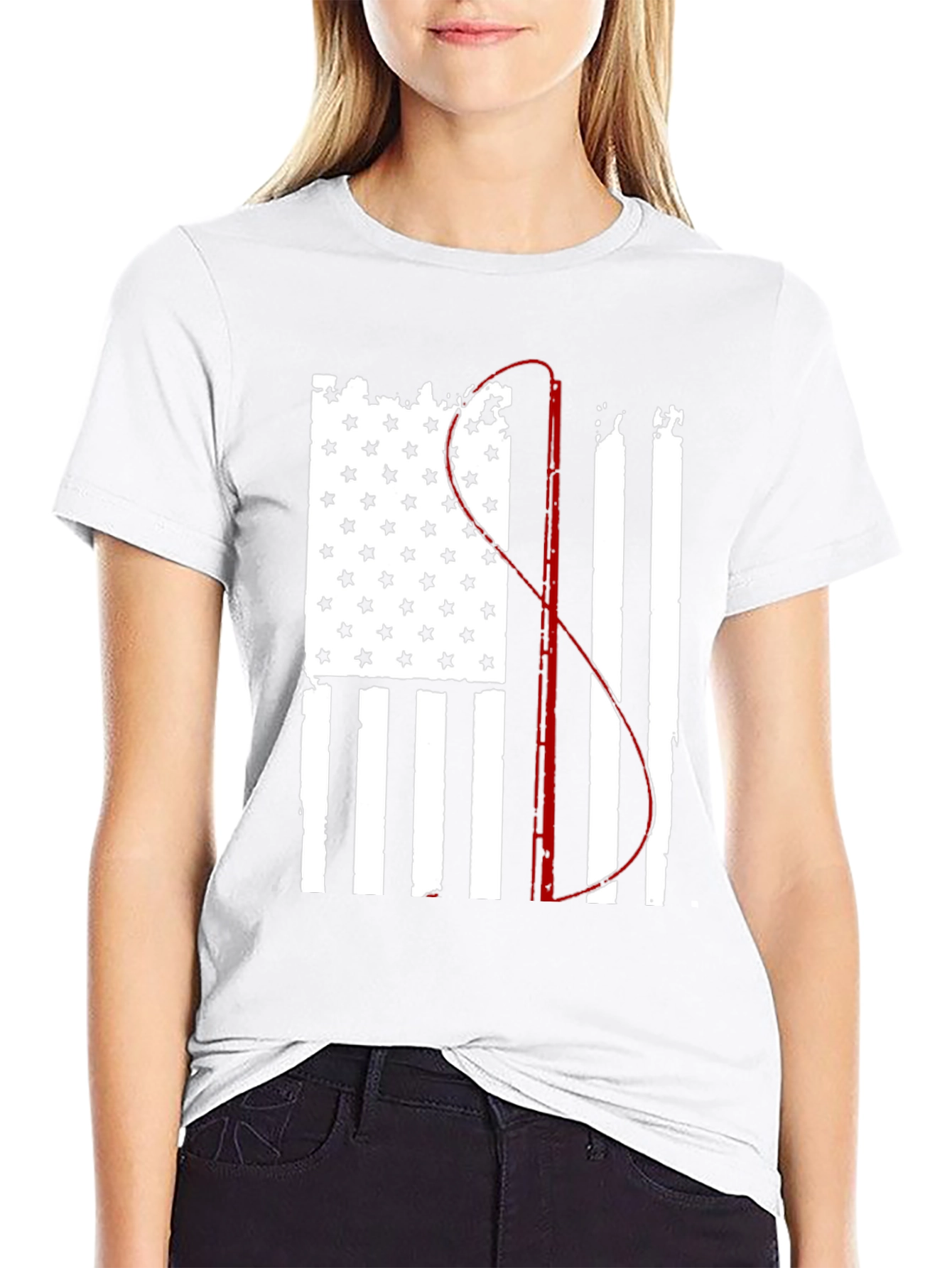 Fishing Flag Graphic Tee - Patriotic Angler