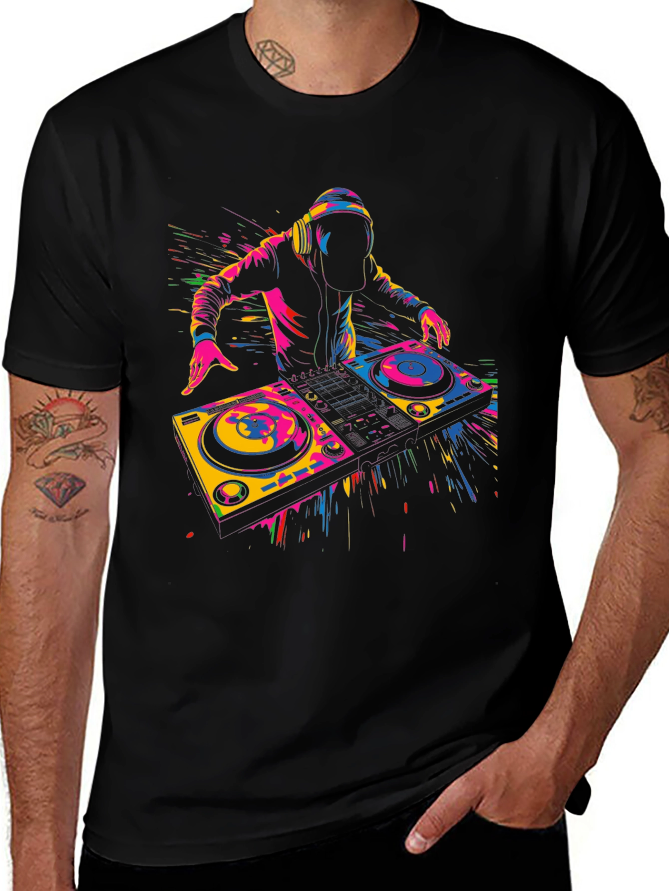 DJ Graphic T-Shirt - Black - Vibrant Design