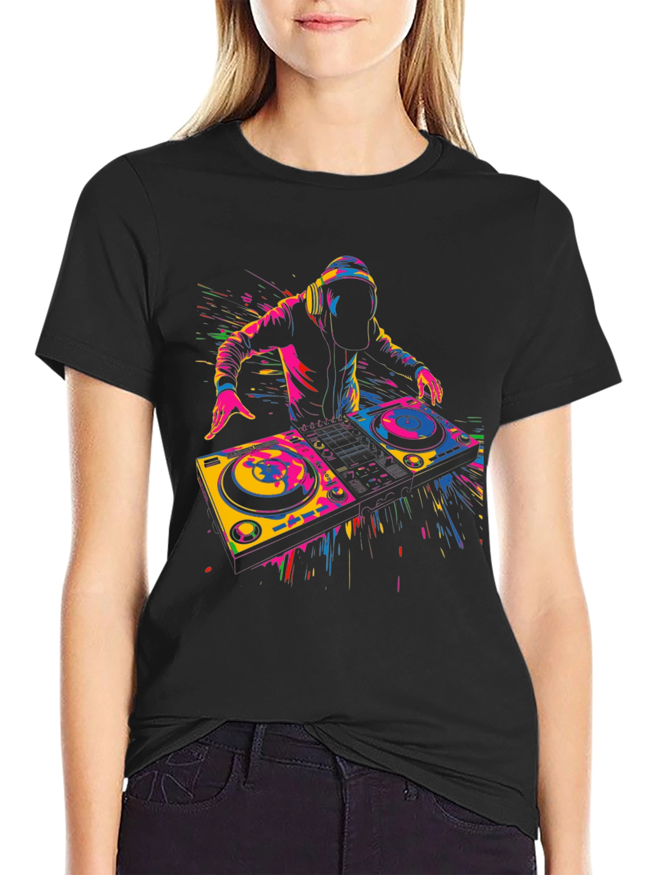 DJ Graphic T-Shirt - Black - Vibrant Design