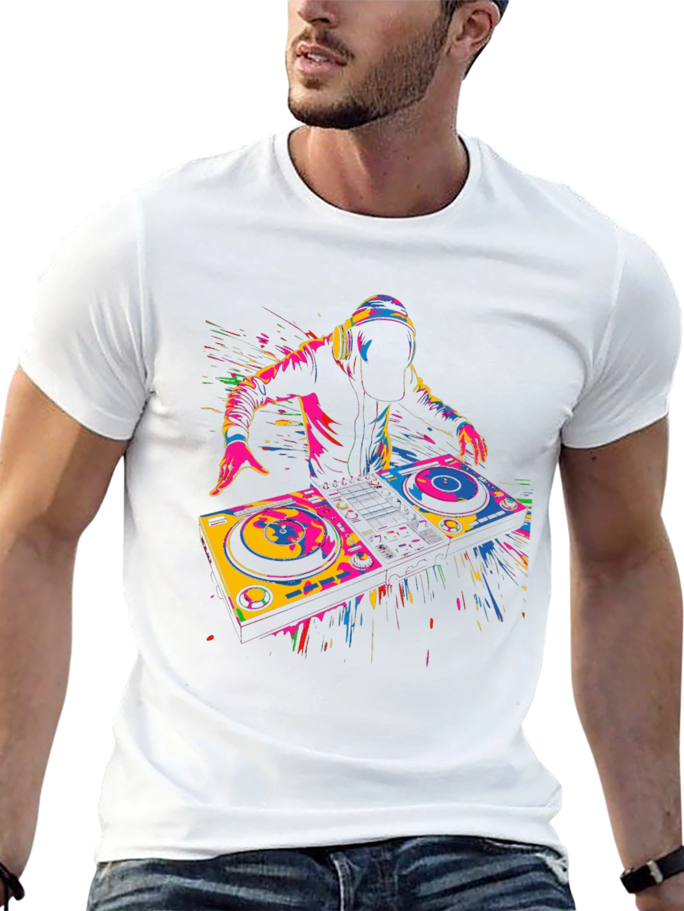 DJ Graphic T-Shirt - Black - Vibrant Design