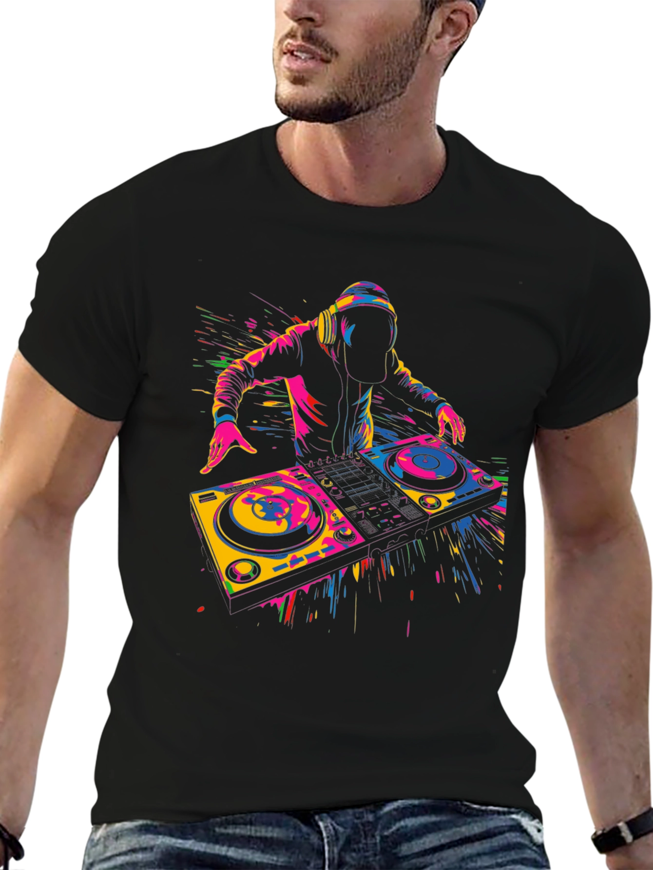 DJ Graphic T-Shirt - Black - Vibrant Design