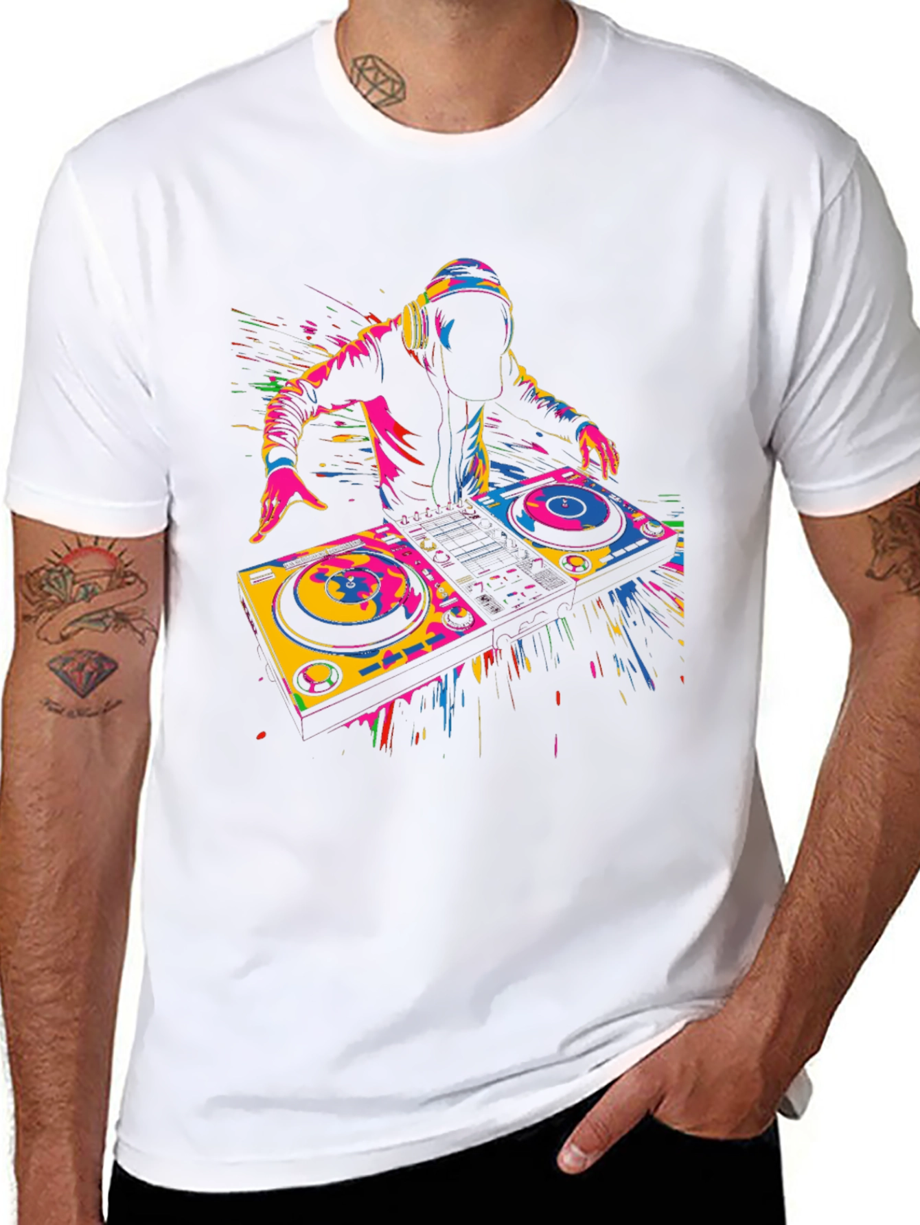 DJ Graphic T-Shirt - Black - Vibrant Design