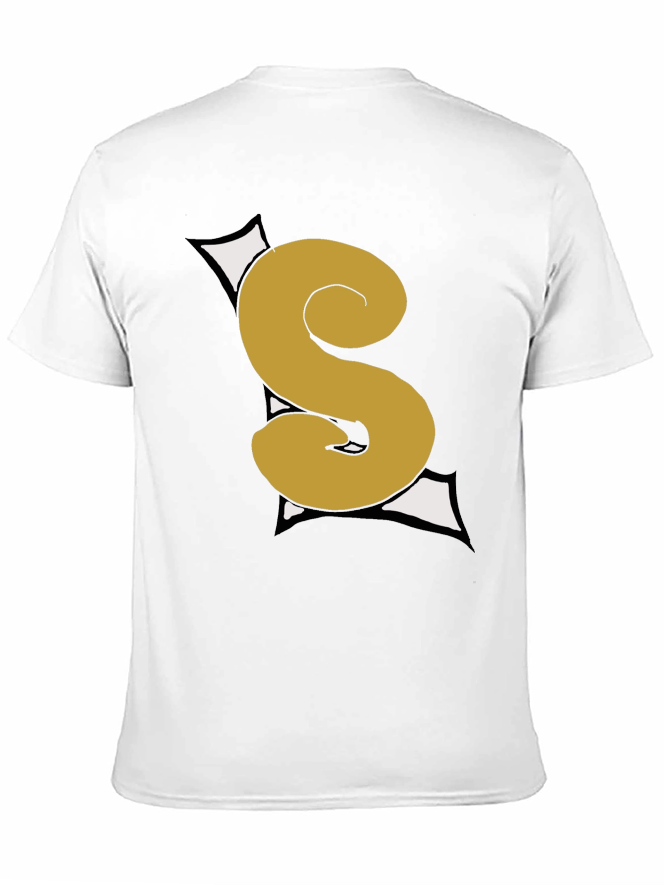 Graphic Black T-Shirt with Gold S Letter