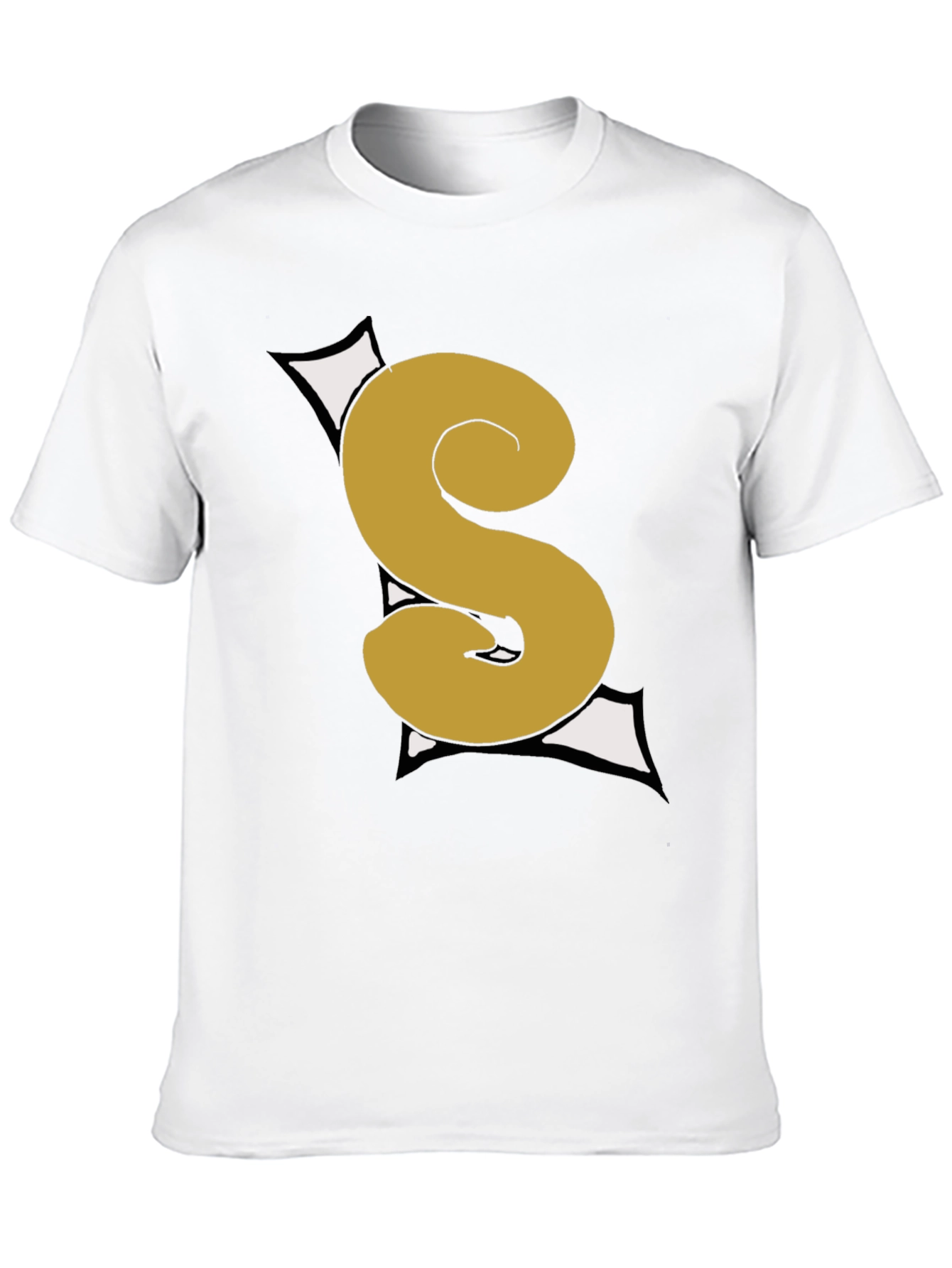 Graphic Black T-Shirt with Gold S Letter