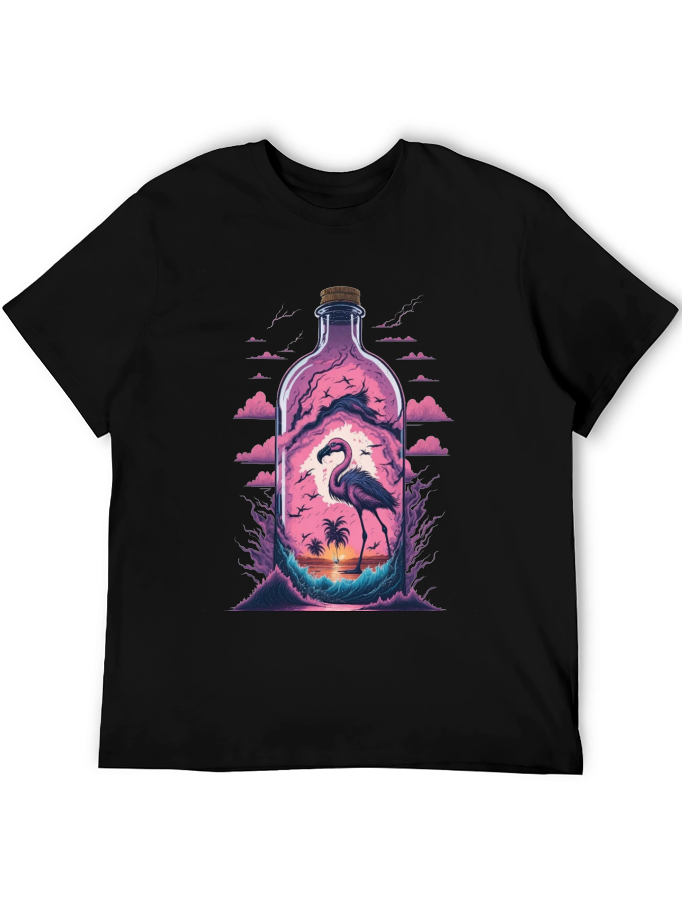 Flamingo Beach Bottle Graphic Tee