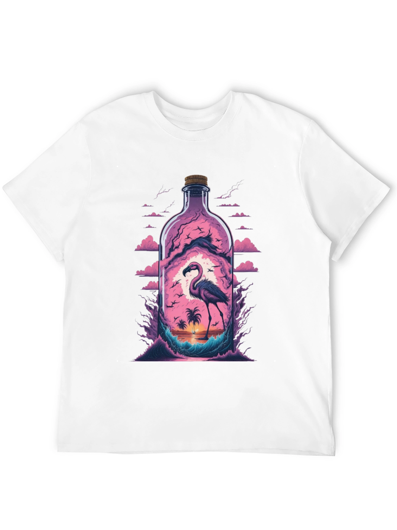 Flamingo Beach Bottle Graphic Tee