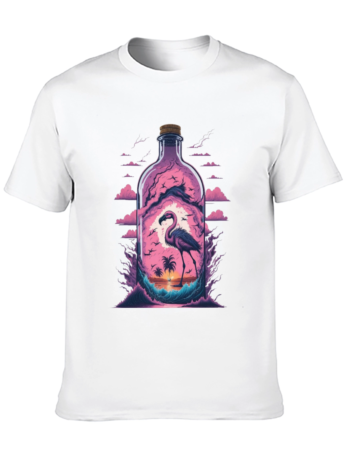 Flamingo Beach Bottle Graphic Tee
