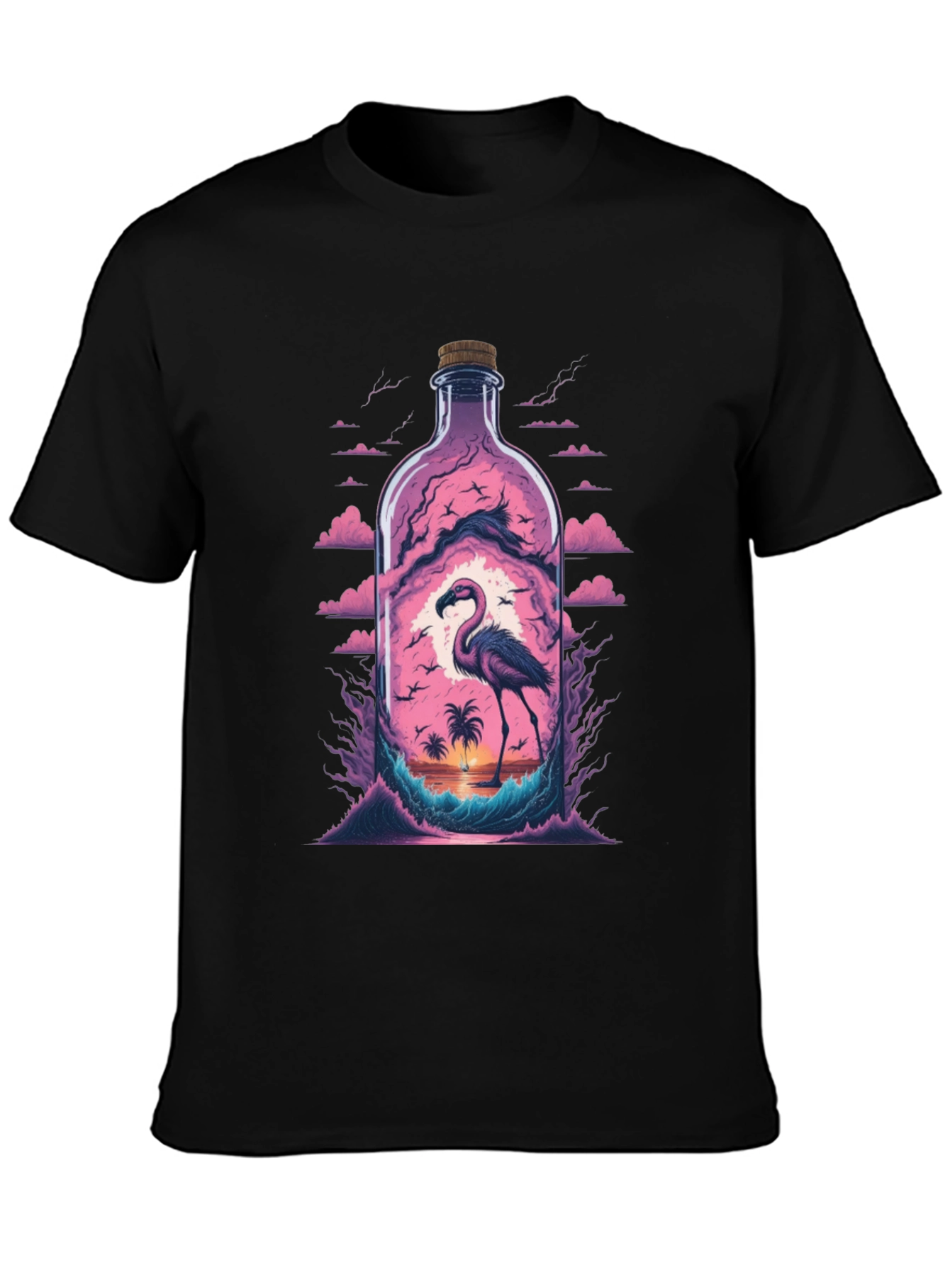 Flamingo Beach Bottle Graphic Tee