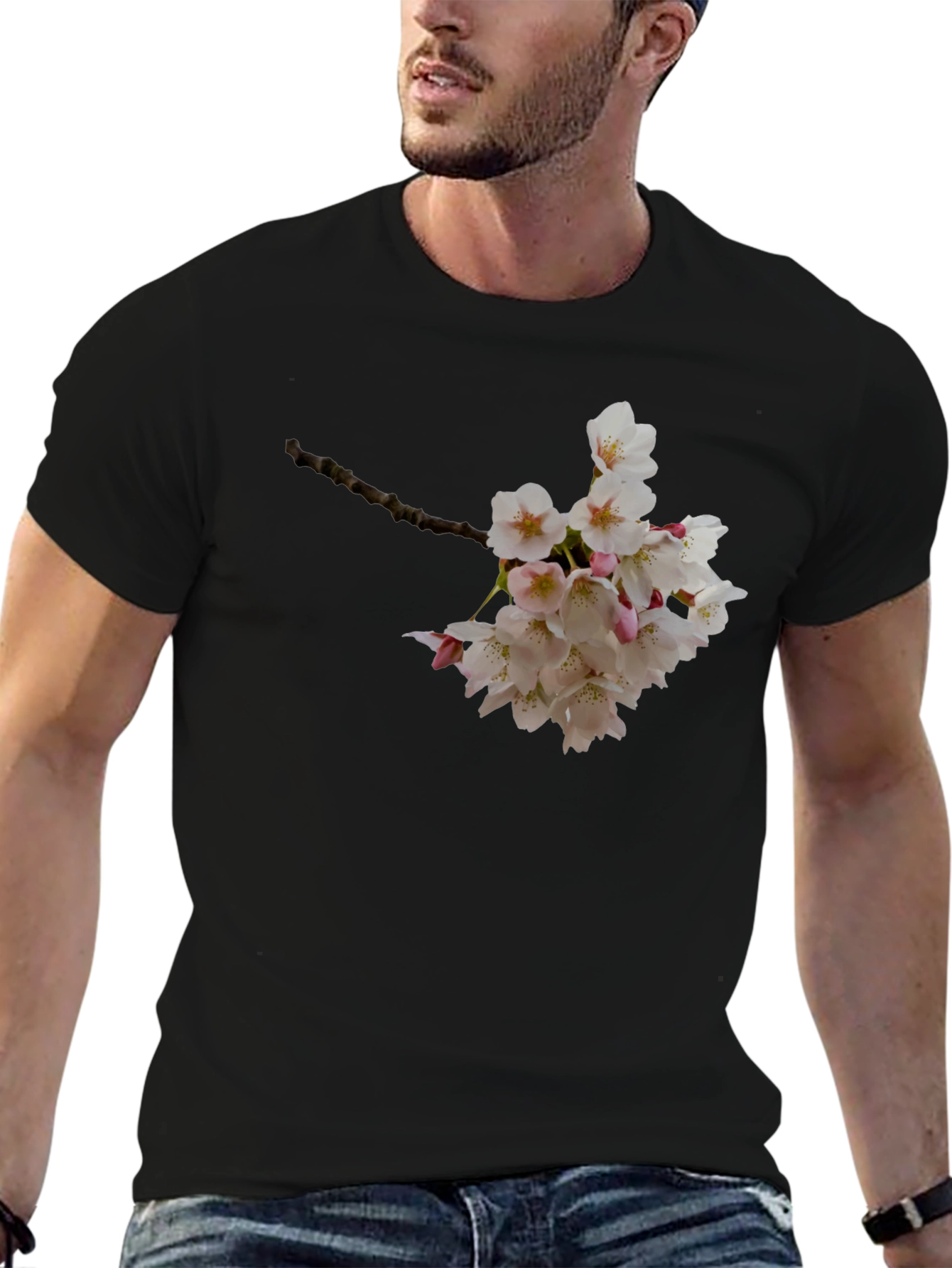 Floral Print Black T-Shirt - Nature Inspired Style