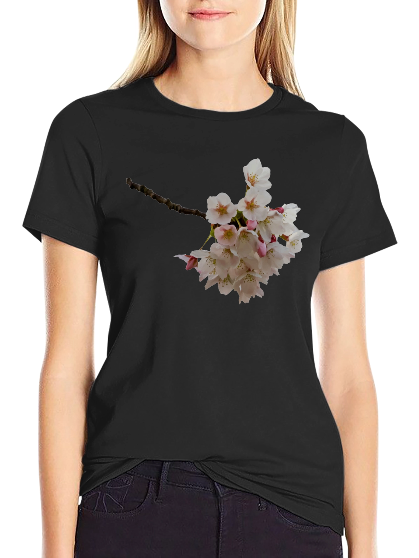 Floral Print Black T-Shirt - Nature Inspired Style