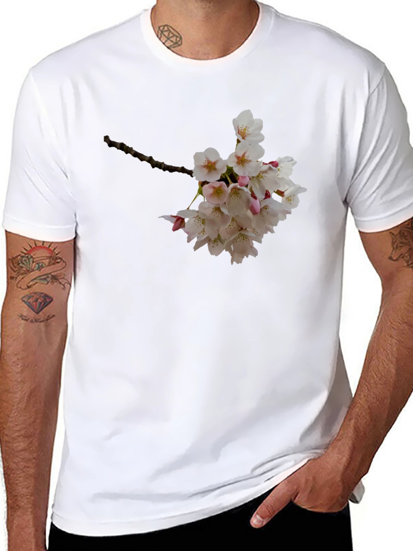 Floral Print Black T-Shirt - Nature Inspired Style