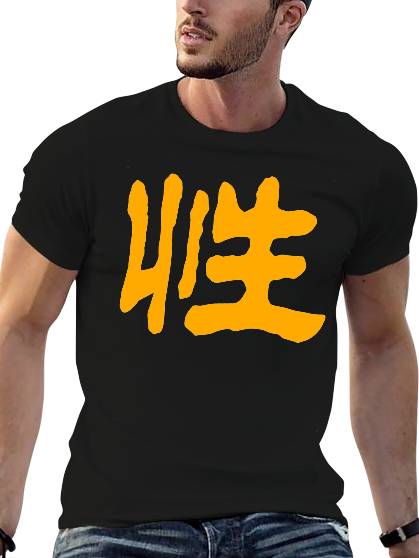 Kanji Symbol Graphic Tee - Black Cotton T-Shirt