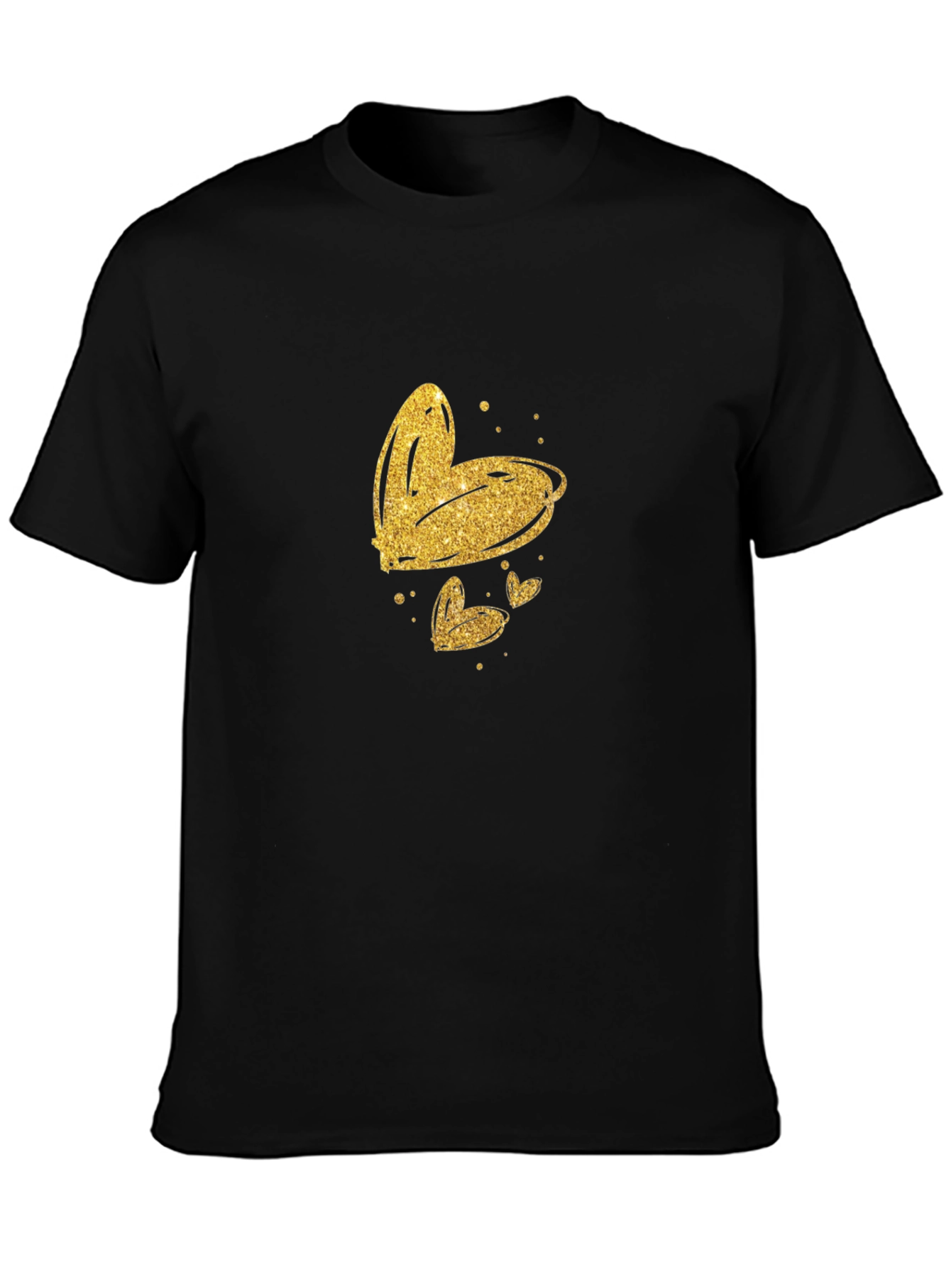 Golden Hearts Black T-Shirt
