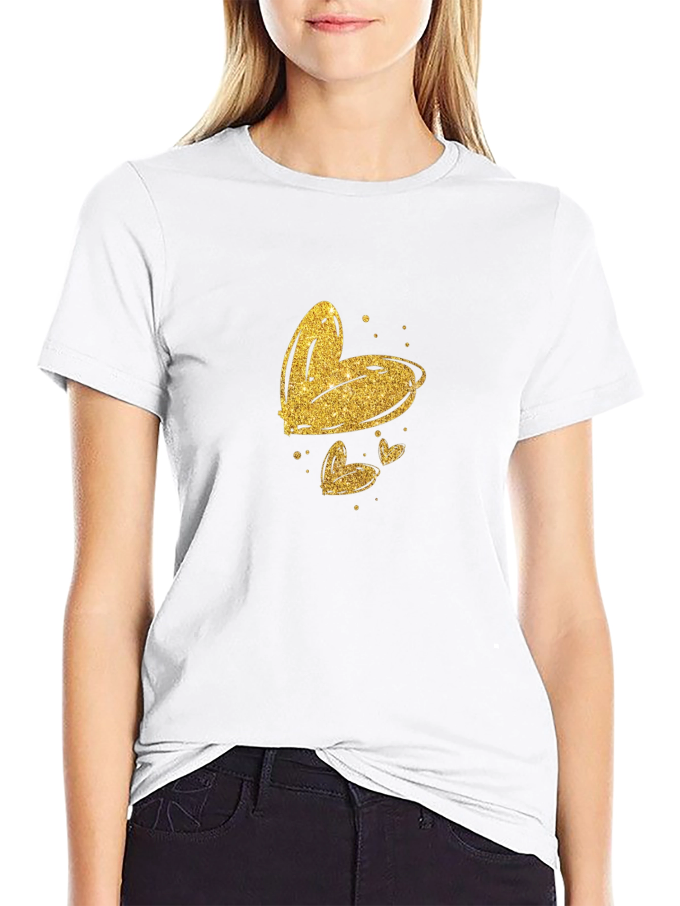 Golden Hearts Black T-Shirt