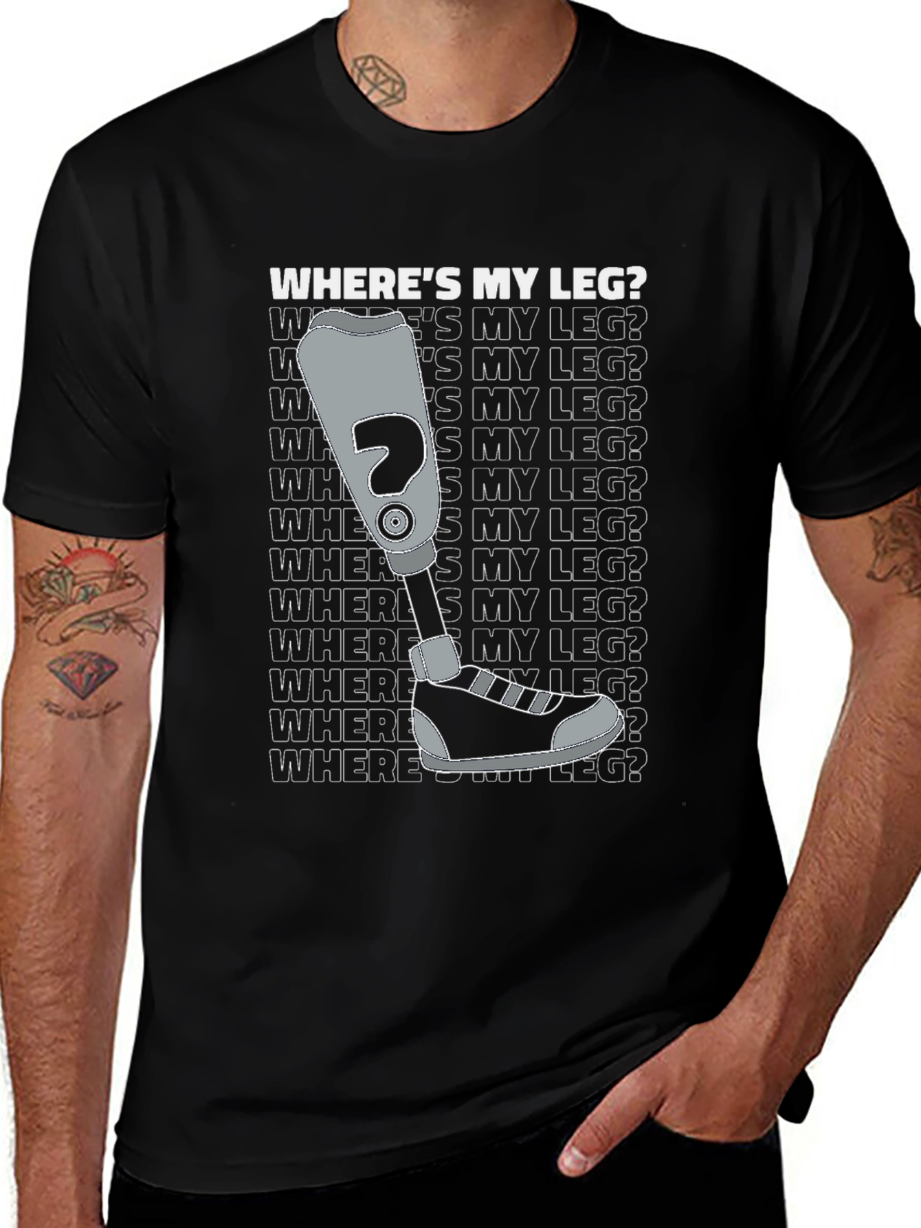 Wheres My Leg? Graphic T-Shirt - Disability Awareness Tee