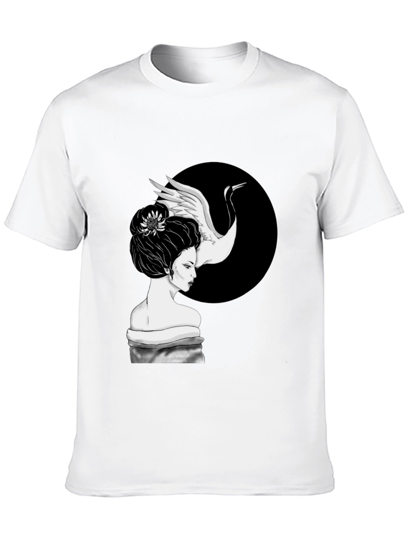 Crane Geisha T-Shirt - Unique Graphic Tee