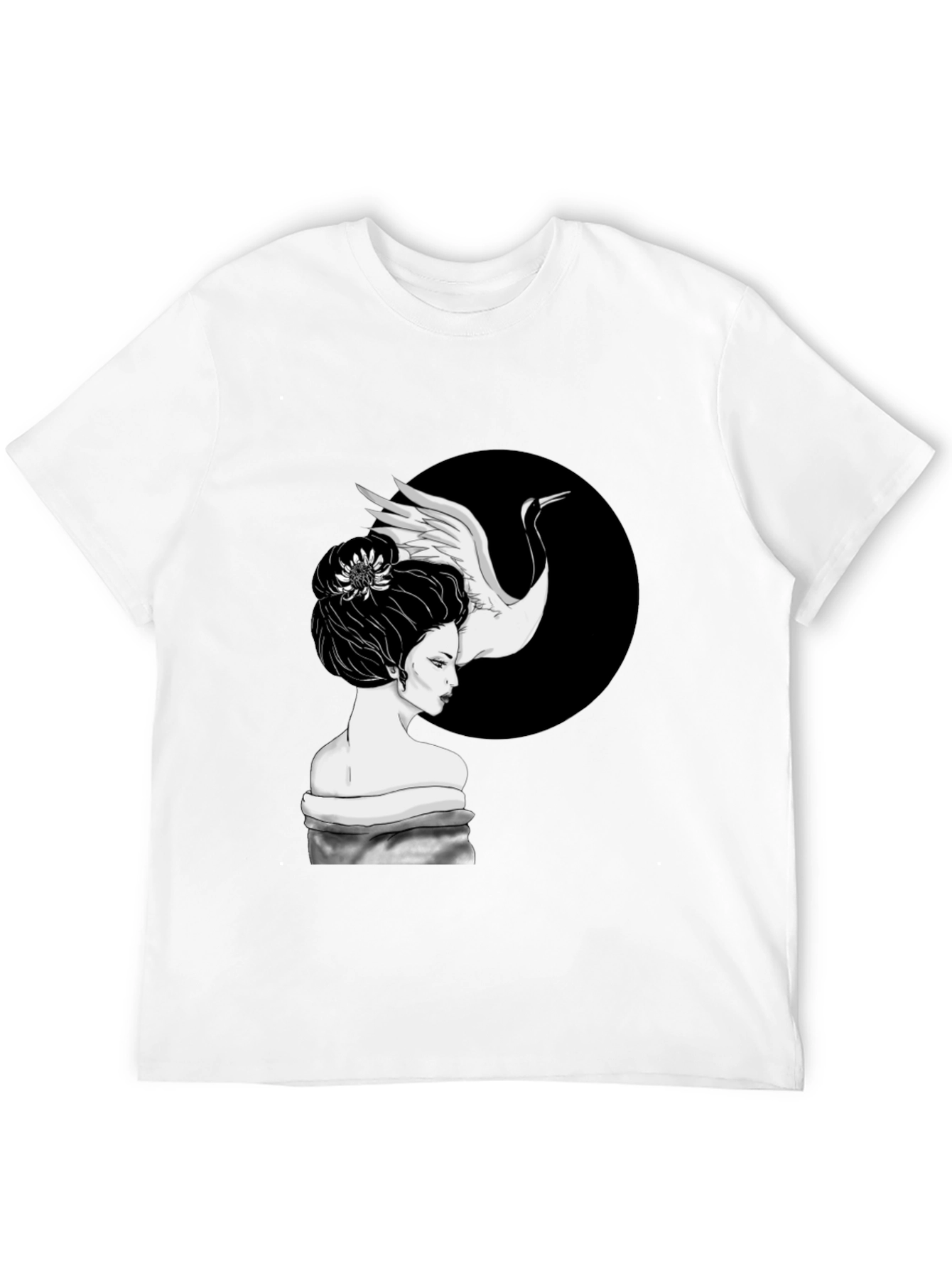 Crane Geisha T-Shirt - Unique Graphic Tee