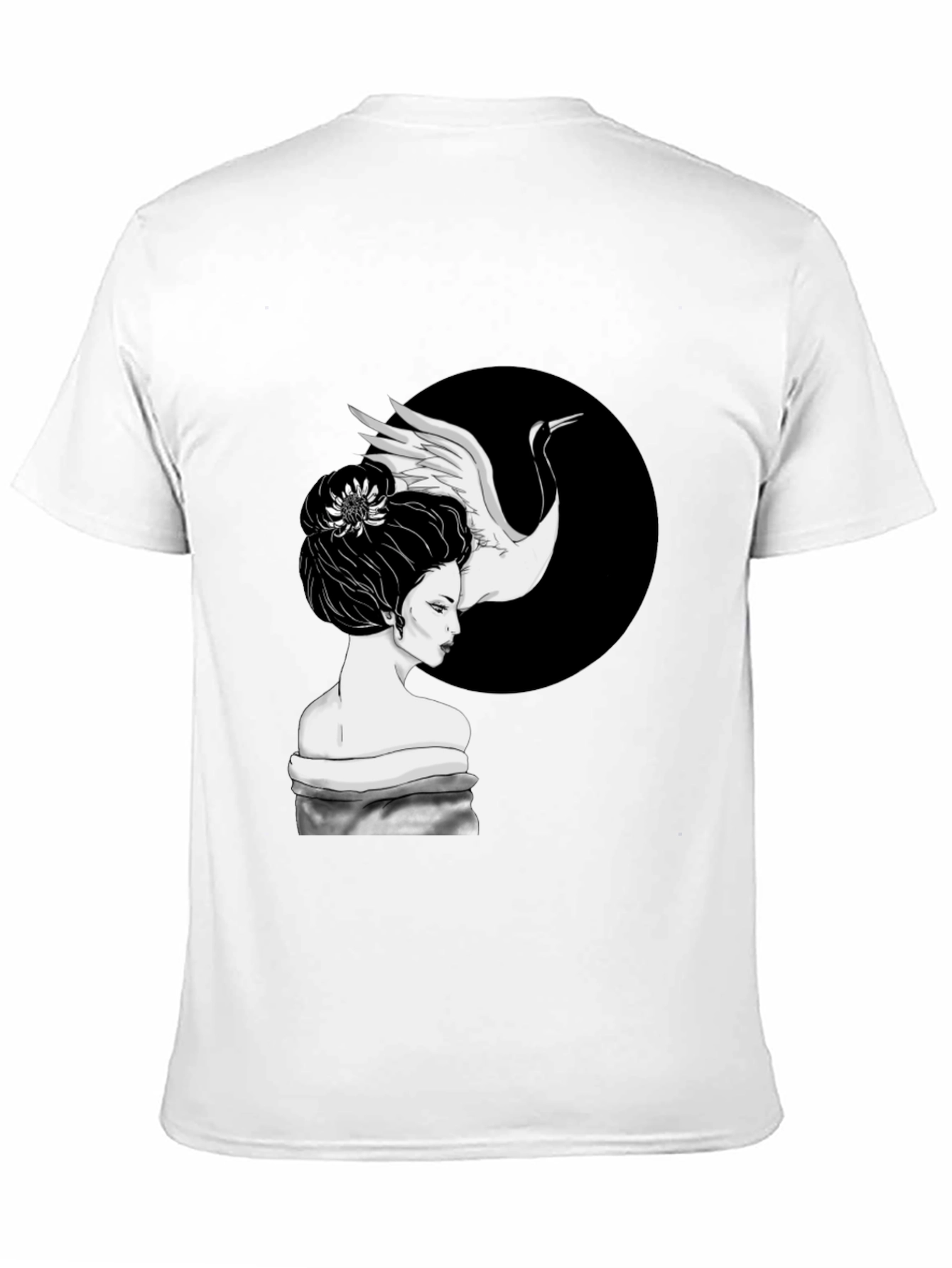 Crane Geisha T-Shirt - Unique Graphic Tee