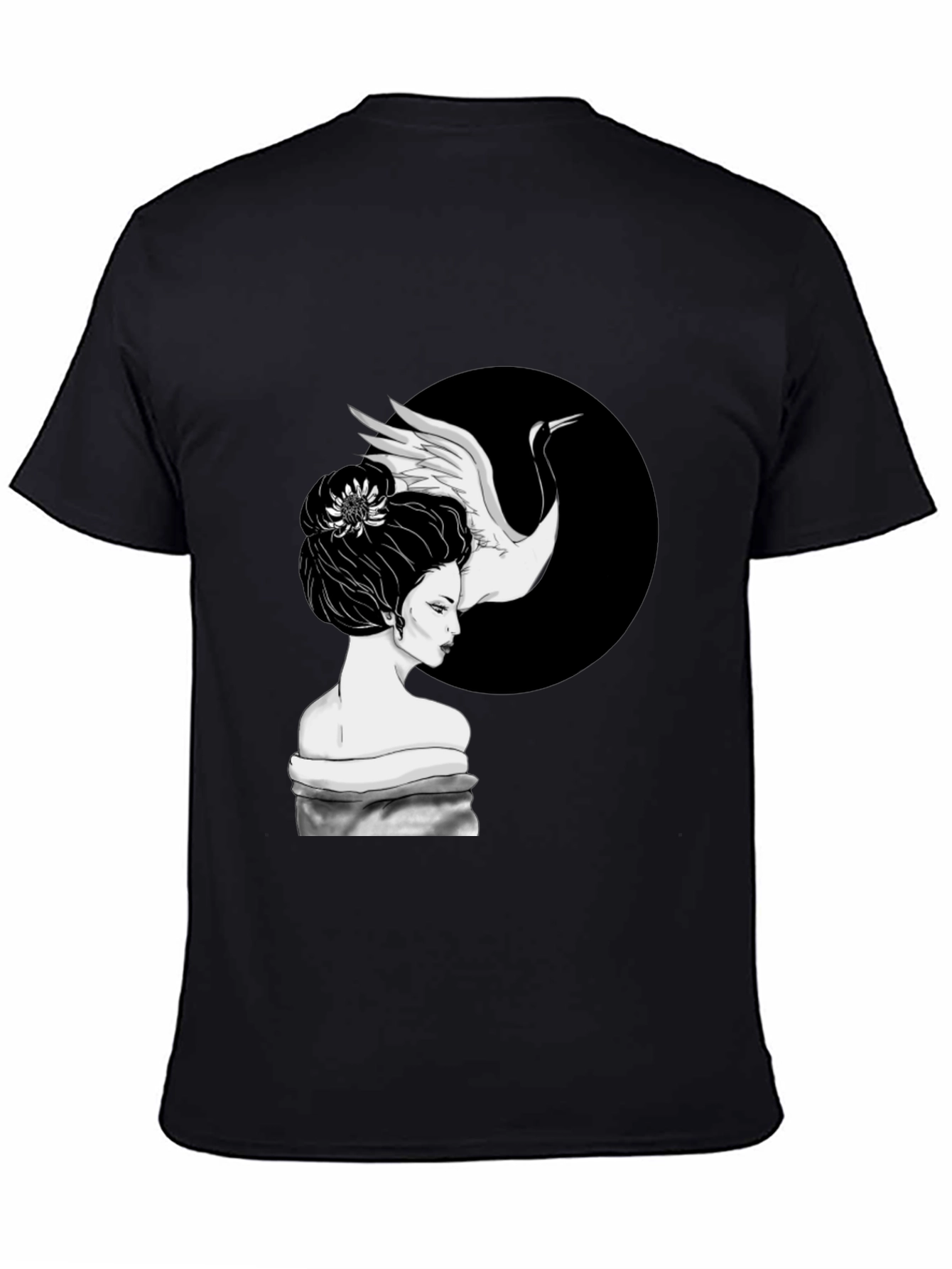 Crane Geisha T-Shirt - Unique Graphic Tee