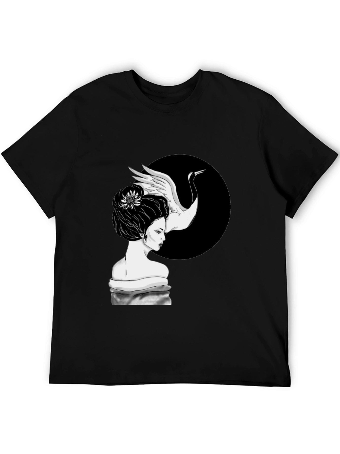 Crane Geisha T-Shirt - Unique Graphic Tee