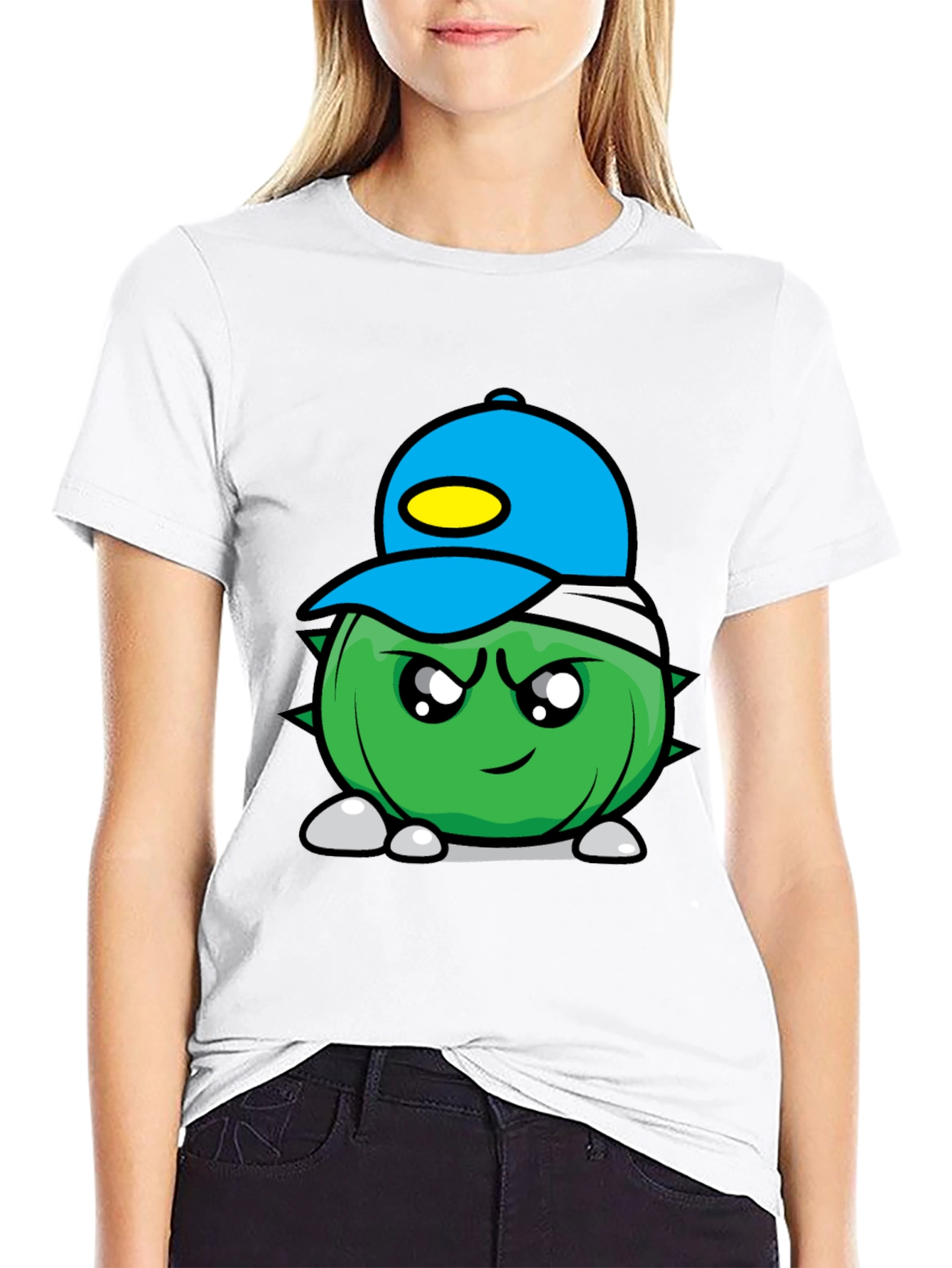 Cartoon Spiked Ball Black Tee