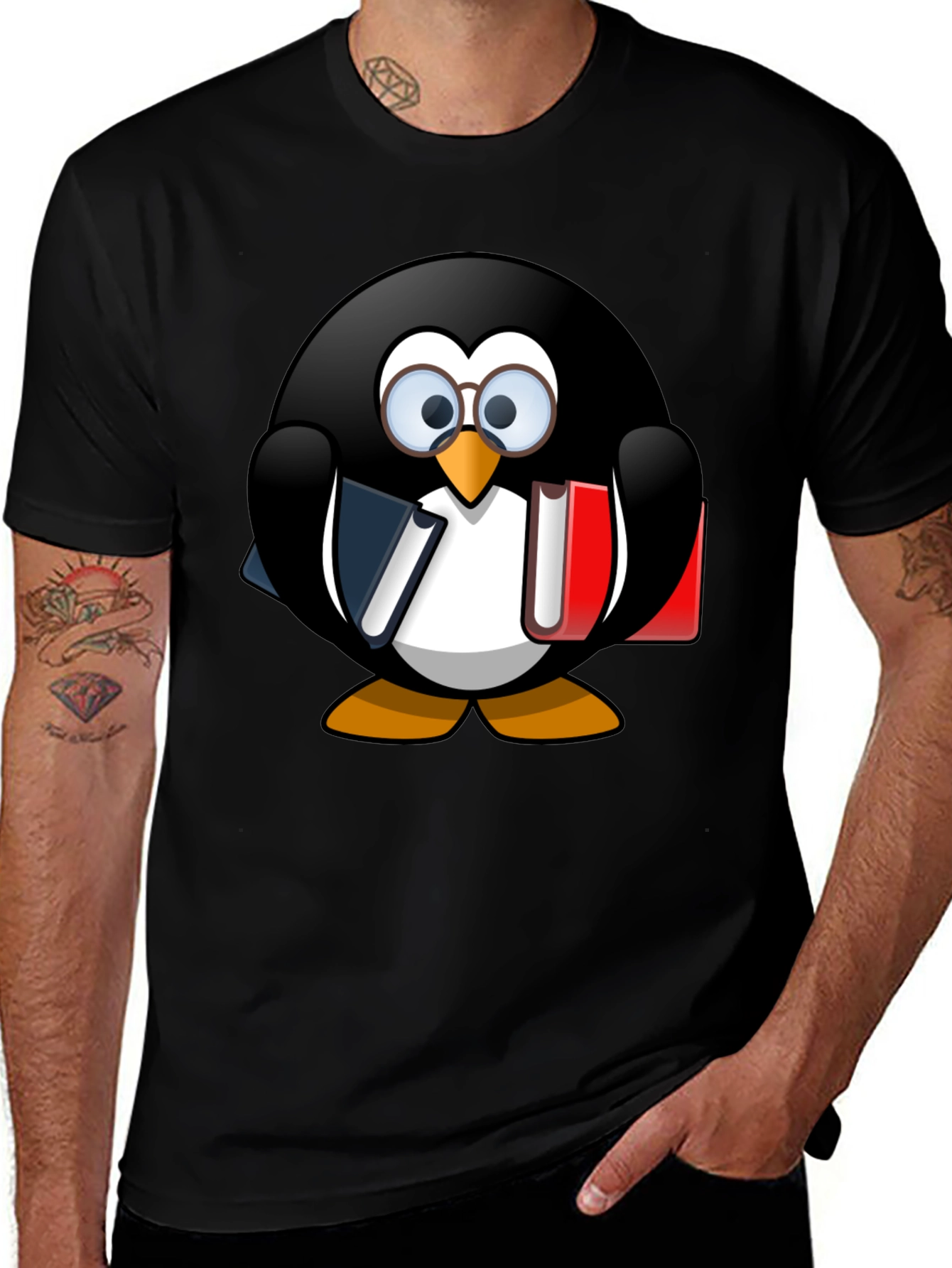 Penguin Bookworm Graphic T-Shirt - Unisex Casual Tee