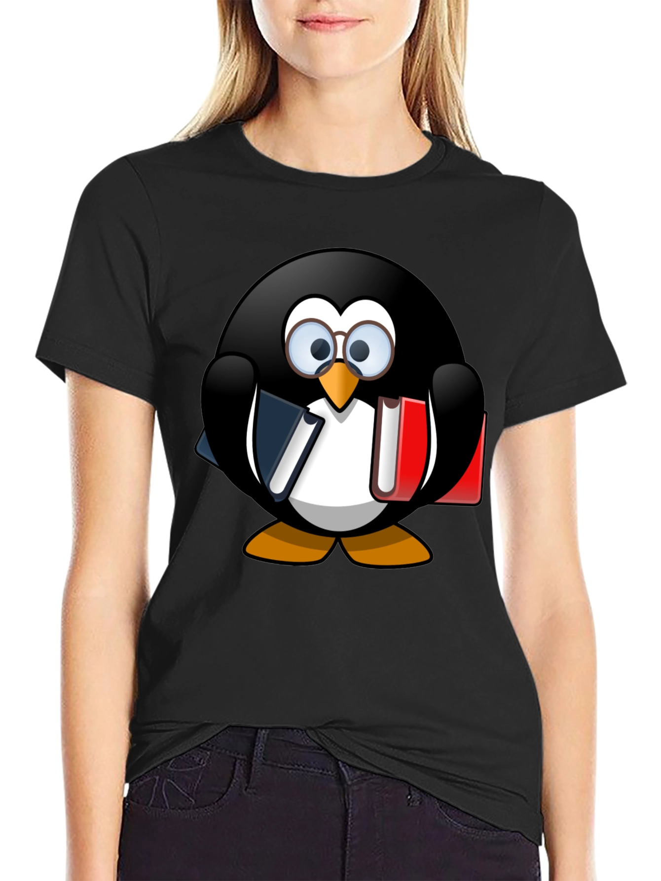Penguin Bookworm Graphic T-Shirt - Unisex Casual Tee