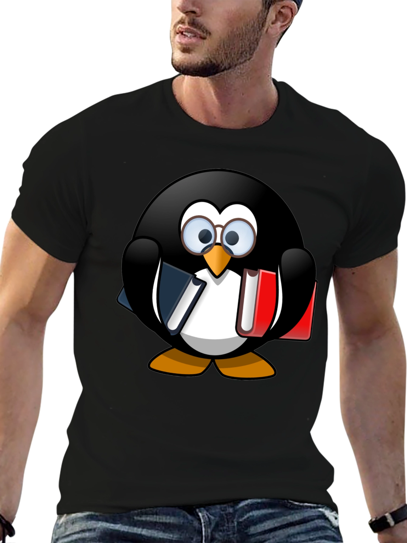 Penguin Bookworm Graphic T-Shirt - Unisex Casual Tee