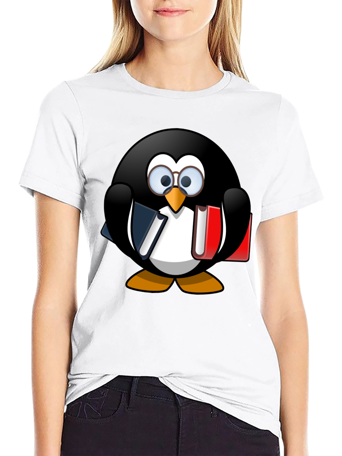 Penguin Bookworm Graphic T-Shirt - Unisex Casual Tee