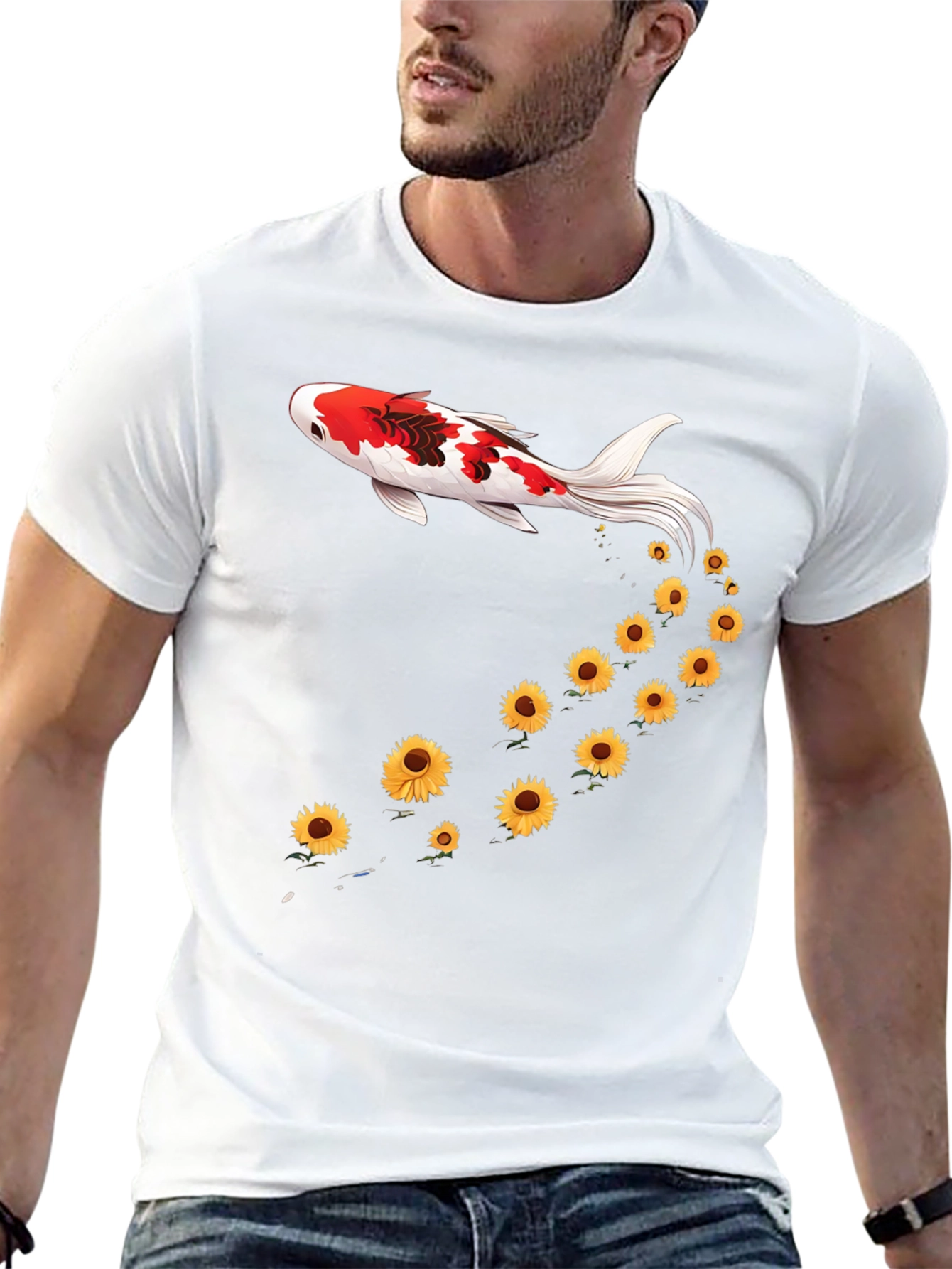 Koi Fish Sunflower Graphic Tee