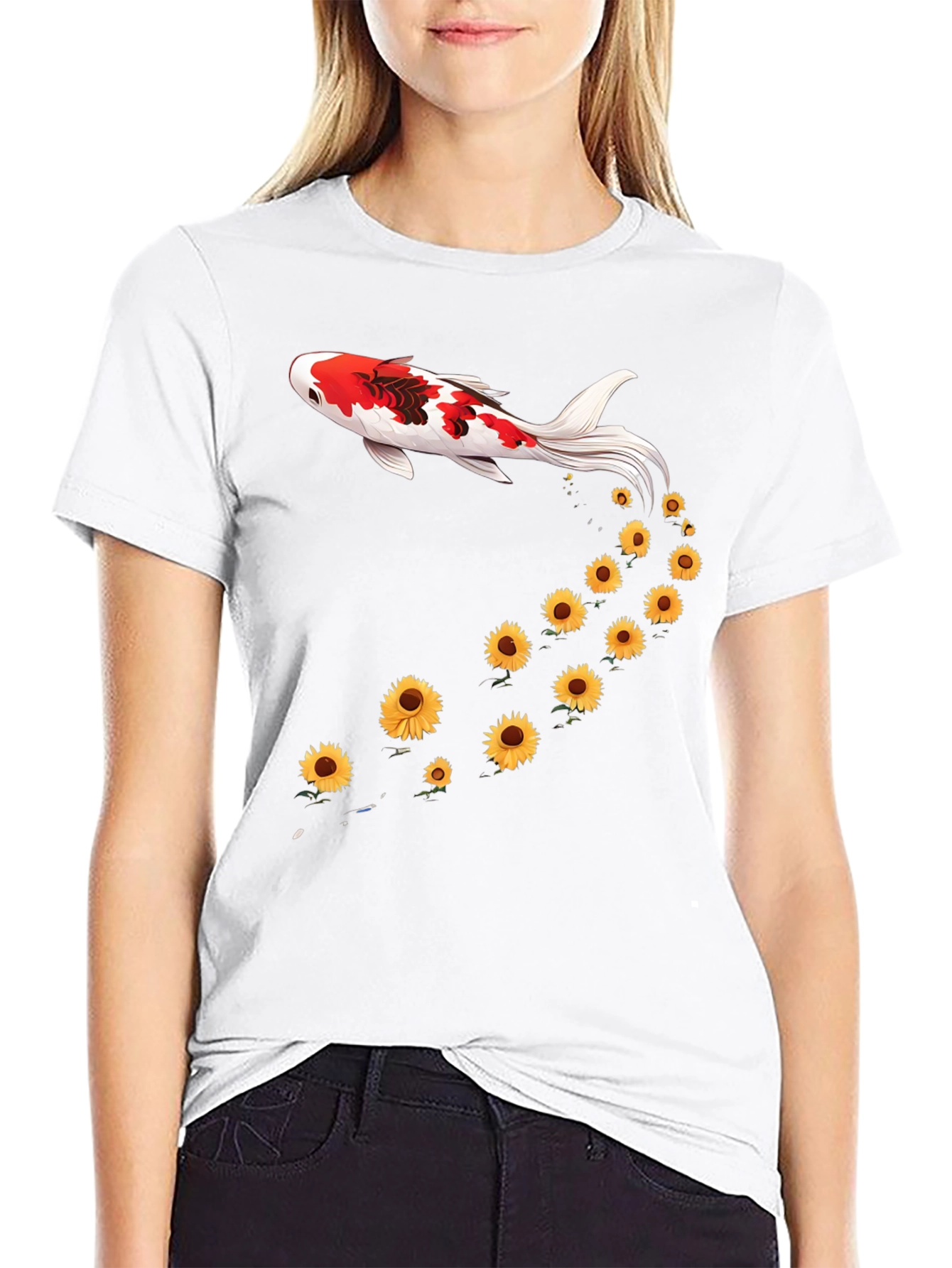 Koi Fish Sunflower Graphic Tee