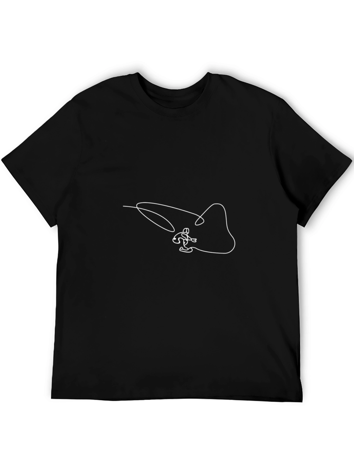 Mens Black Skier Line Art T-Shirt