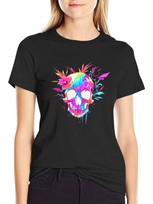 Colorful Skull Graphic Tee - Vibrant & Unique