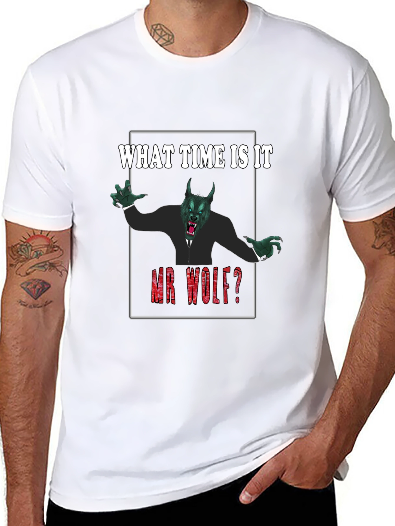What Time Is It Mr. Wolf? Funny Graphic Tee