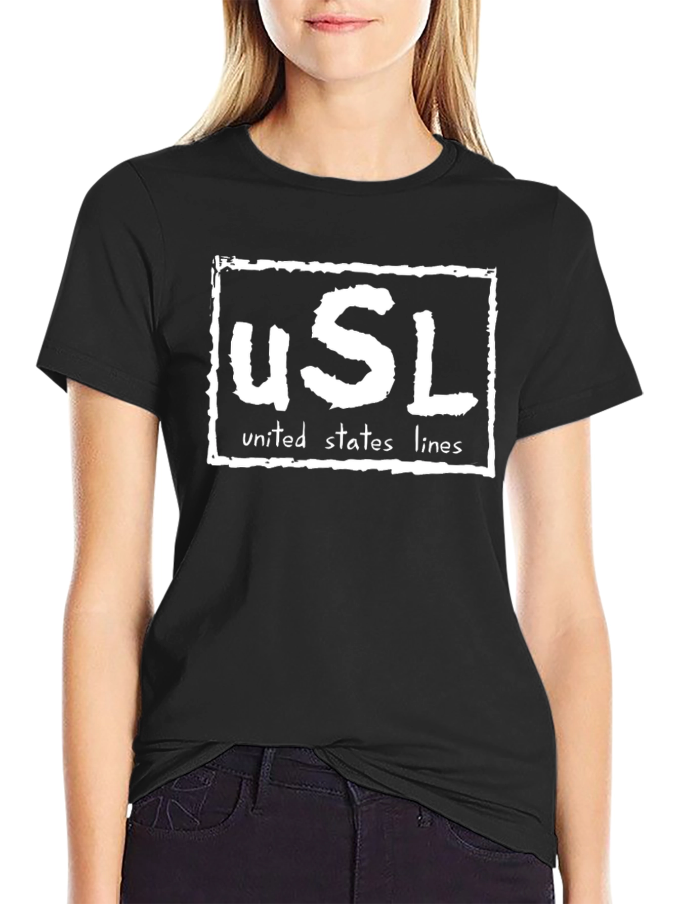 USL United States Lines Black T-Shirt