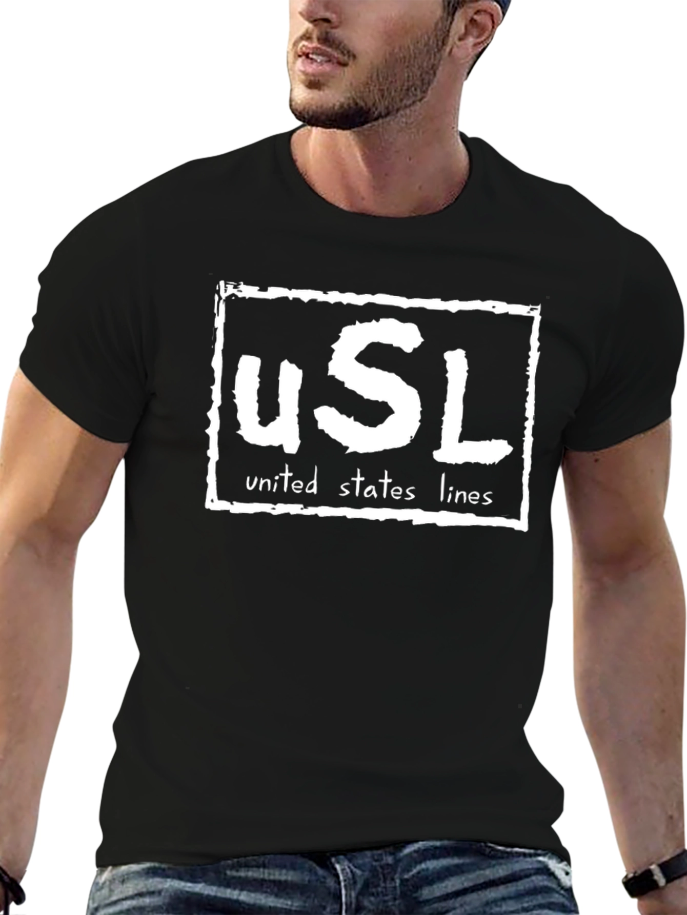USL United States Lines Black T-Shirt