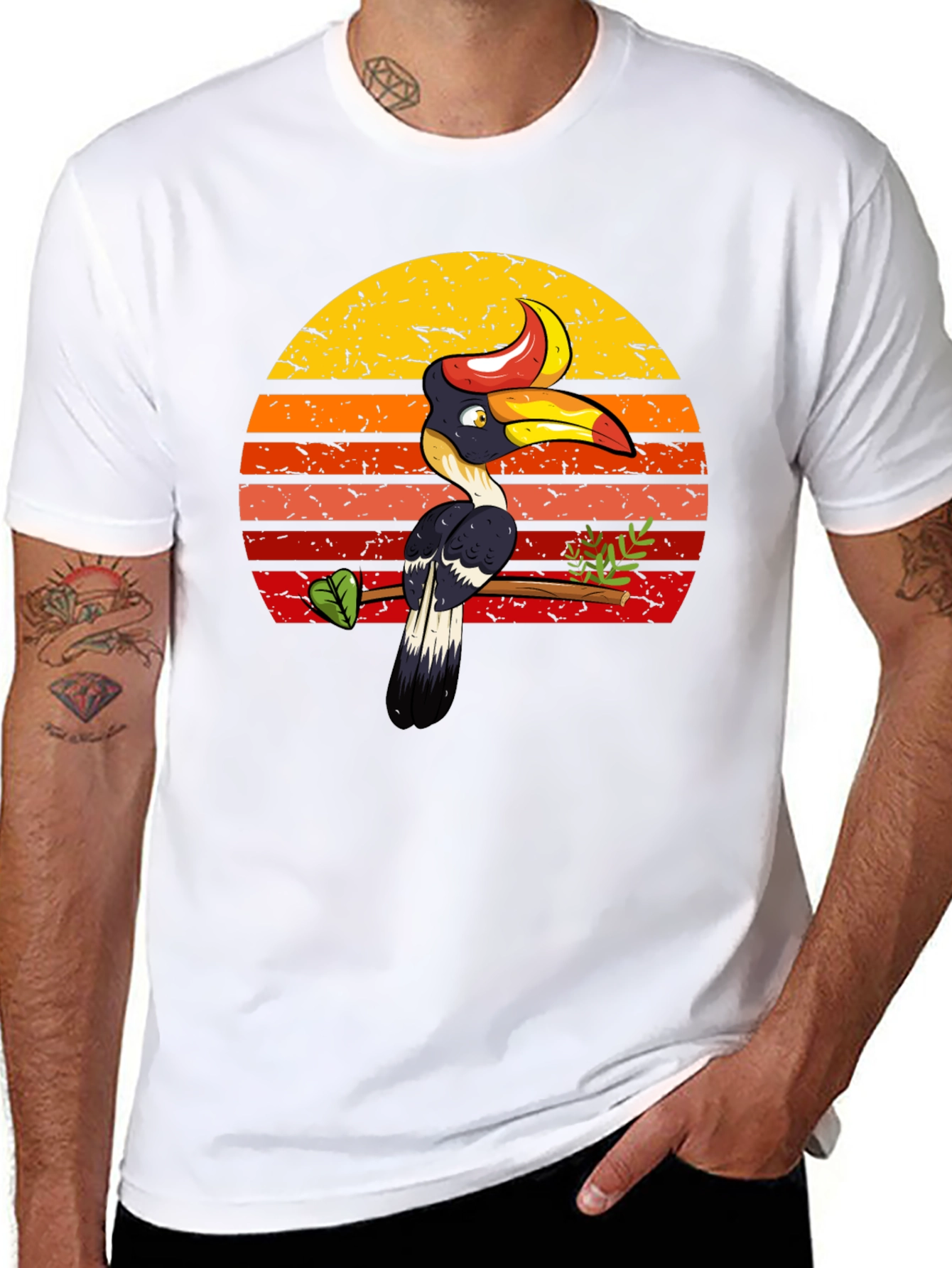 Tropical Toucan Sunset Graphic Tee - Unique Design