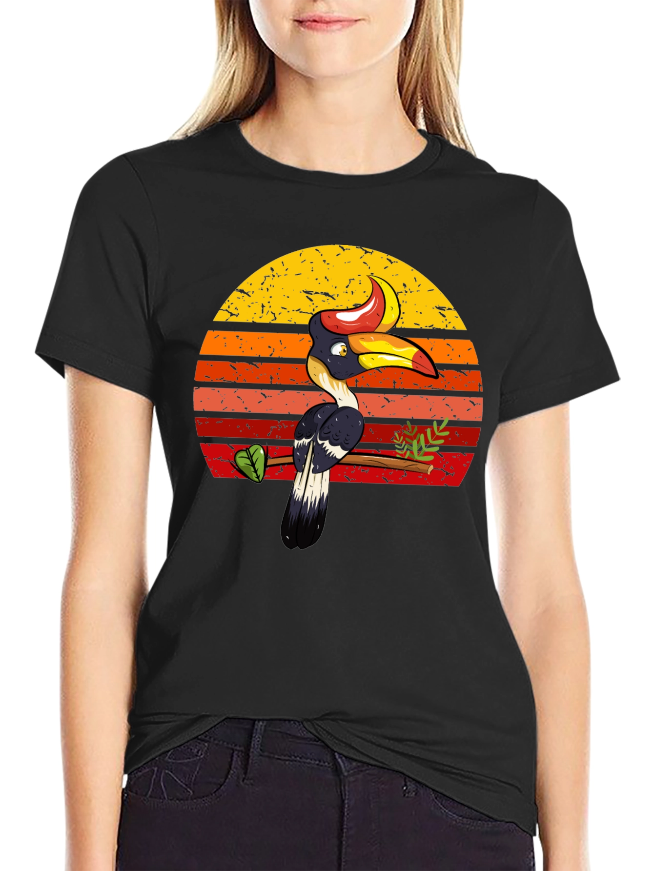Tropical Toucan Sunset Graphic Tee - Unique Design