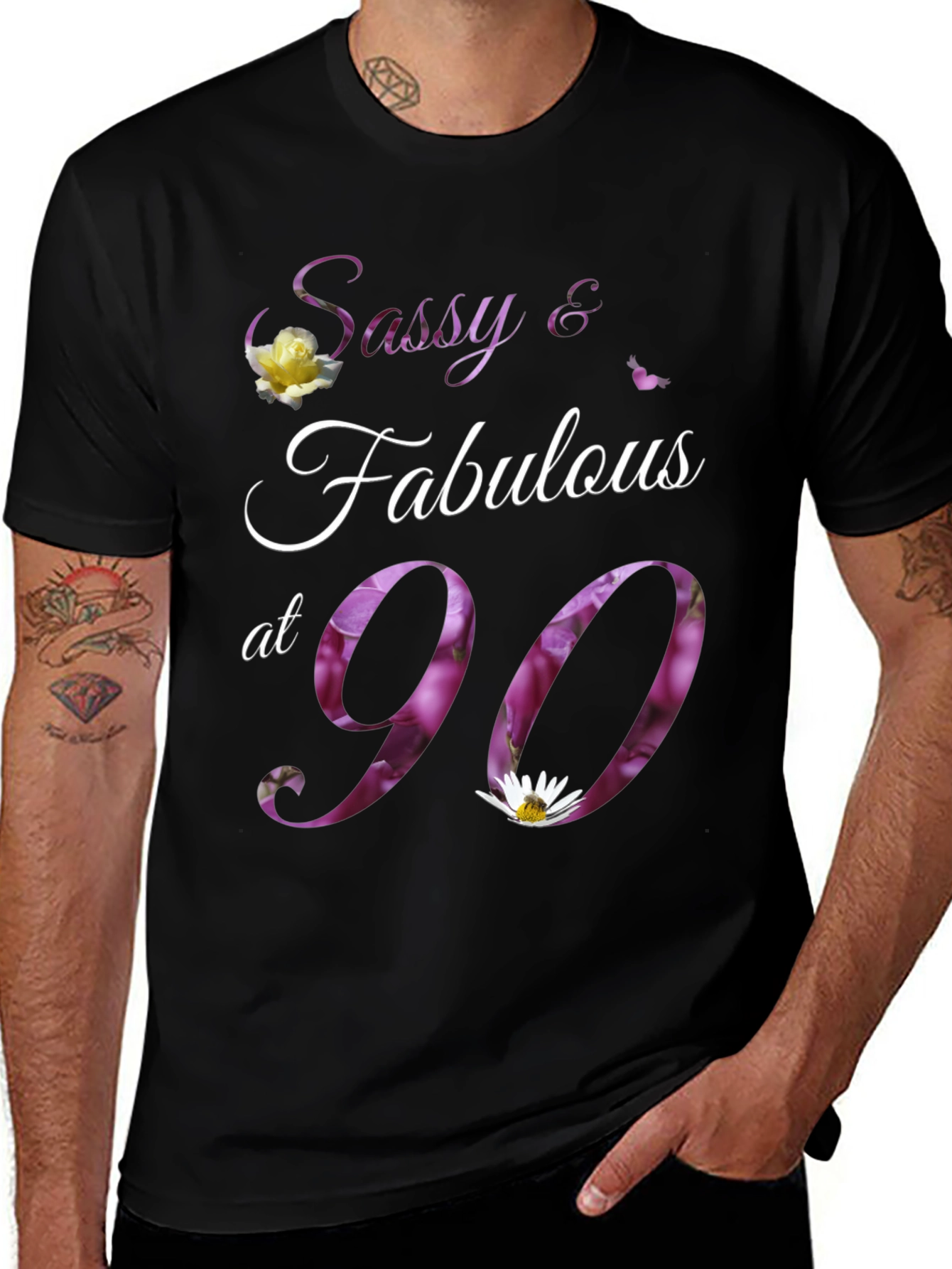Sassy & Fabulous at 90 Floral Birthday T-Shirt