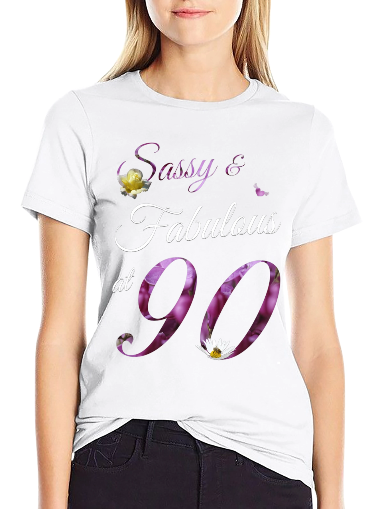 Sassy & Fabulous at 90 Floral Birthday T-Shirt