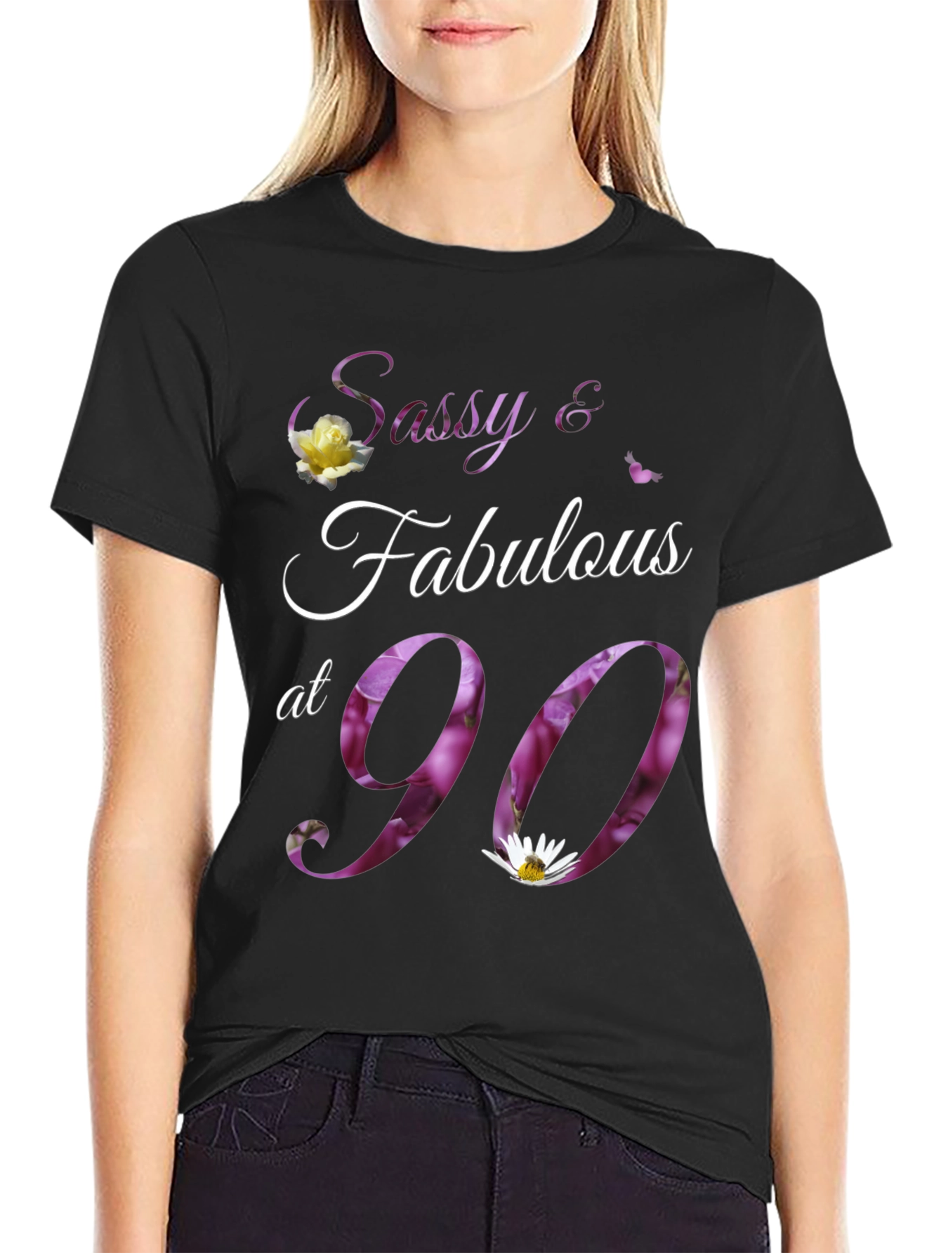 Sassy & Fabulous at 90 Floral Birthday T-Shirt