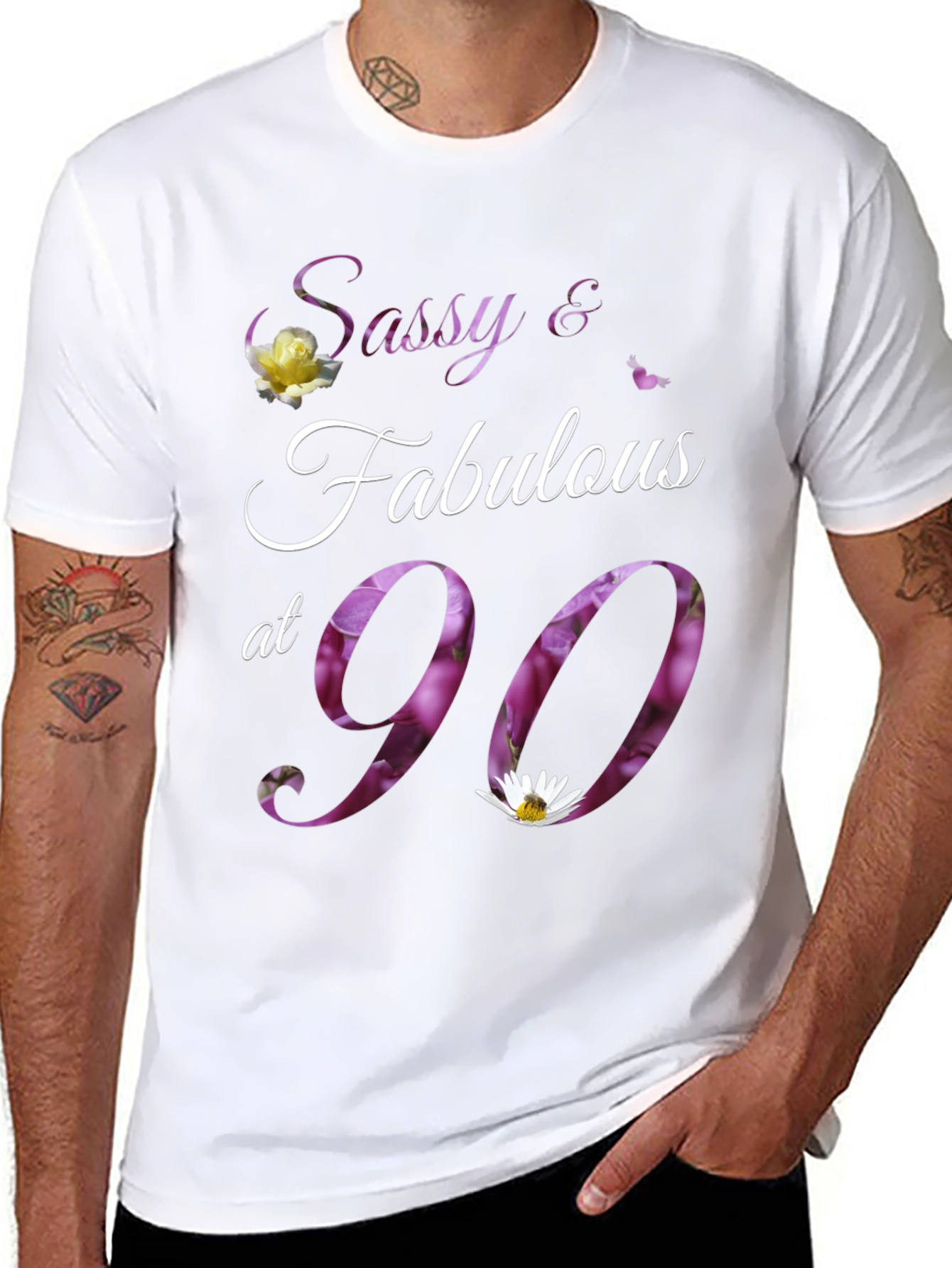 Sassy & Fabulous at 90 Floral Birthday T-Shirt