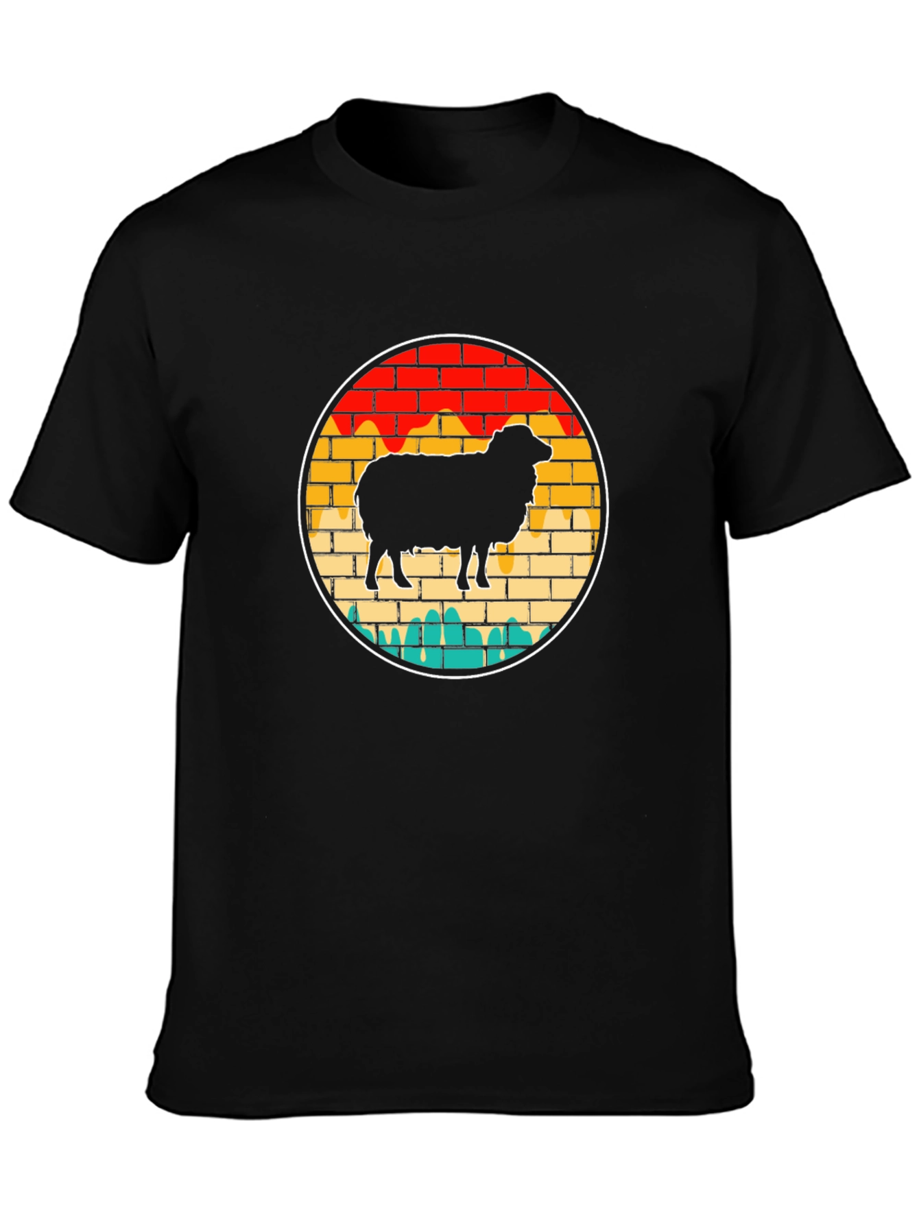 Retro Sheep Graphic Tee - Brick Wall Design